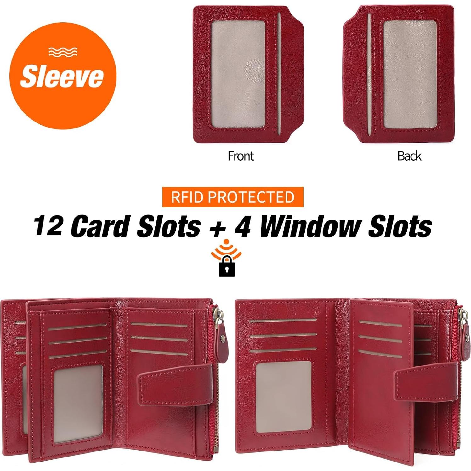 Cartera Pequeña GOIACII de Cuero con Bloqueo RFID - Rojo Vino