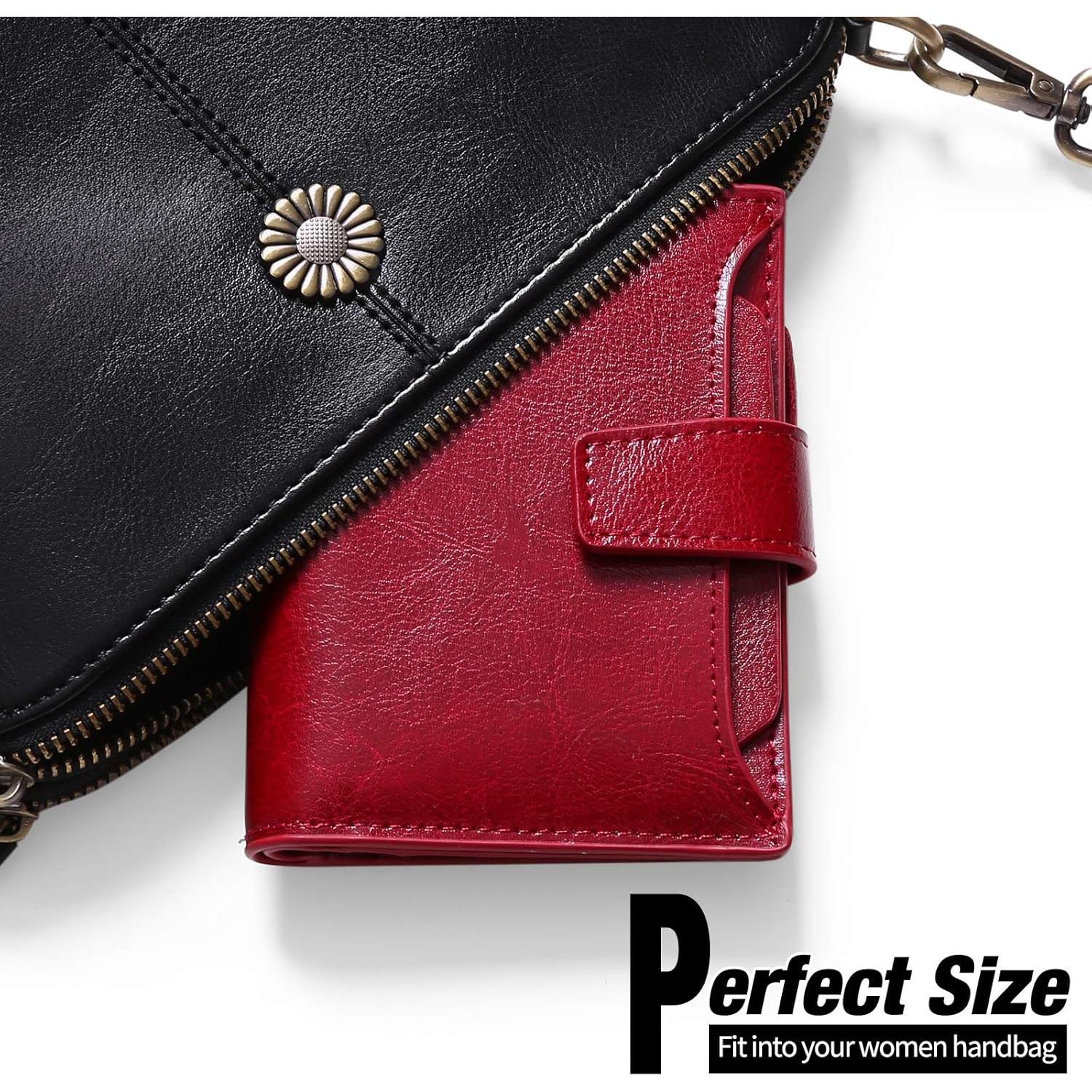 Cartera Pequeña GOIACII de Cuero con Bloqueo RFID - Rojo Vino