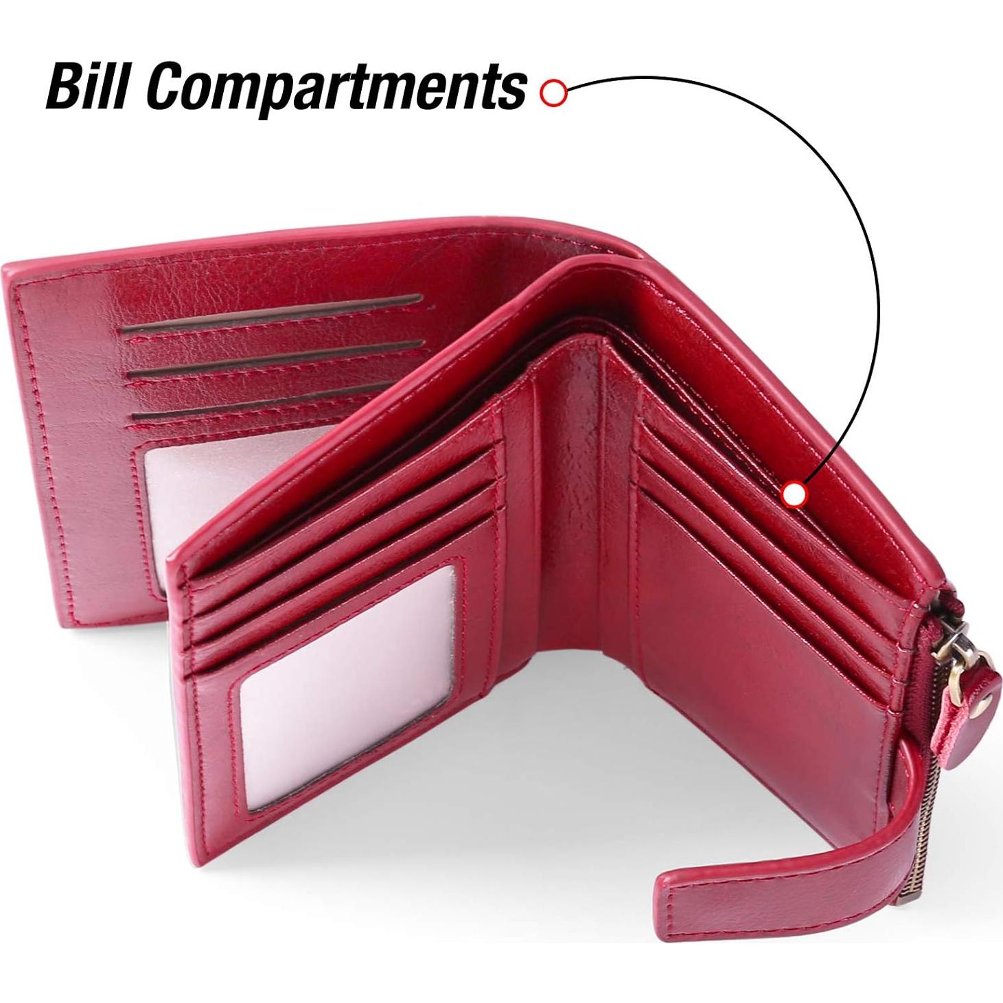 Cartera Pequeña GOIACII de Cuero con Bloqueo RFID - Rojo Vino