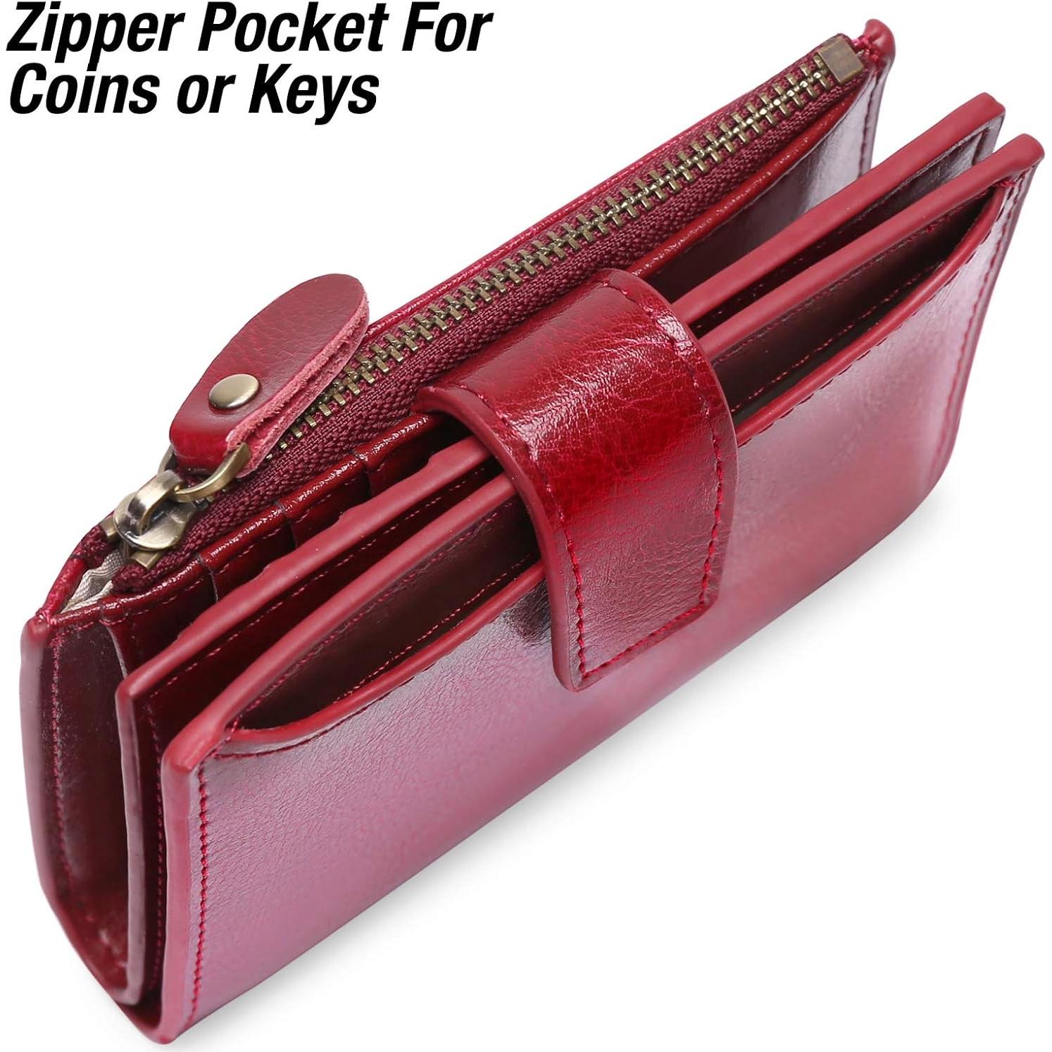 Cartera Pequeña GOIACII de Cuero con Bloqueo RFID - Rojo Vino