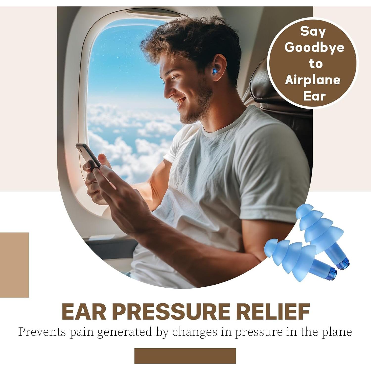 Tapones para oídos Hearprotek Azul, alivio de presión y ruido