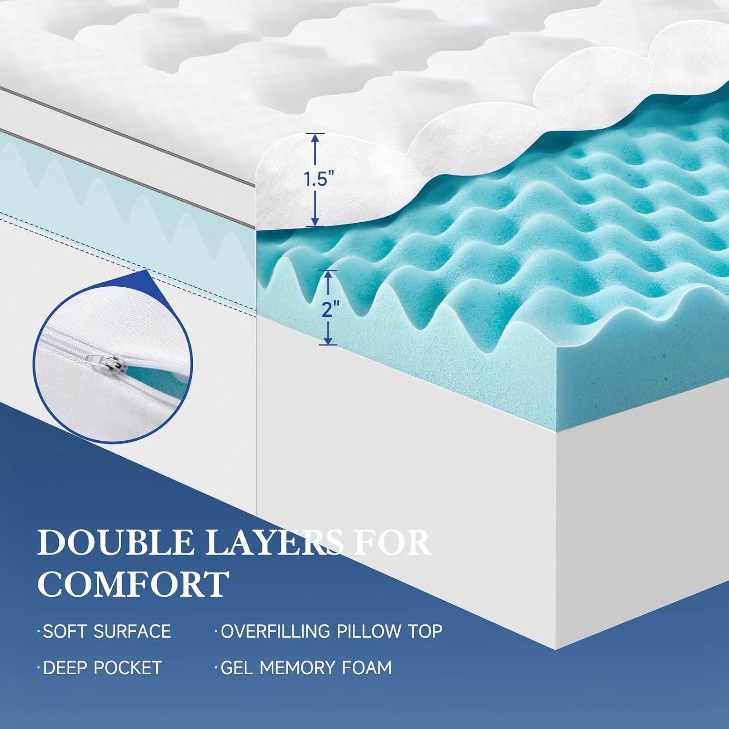 Colchón Topper Choc Chick Twin 3.5" Espuma con Memoria Gel Frío