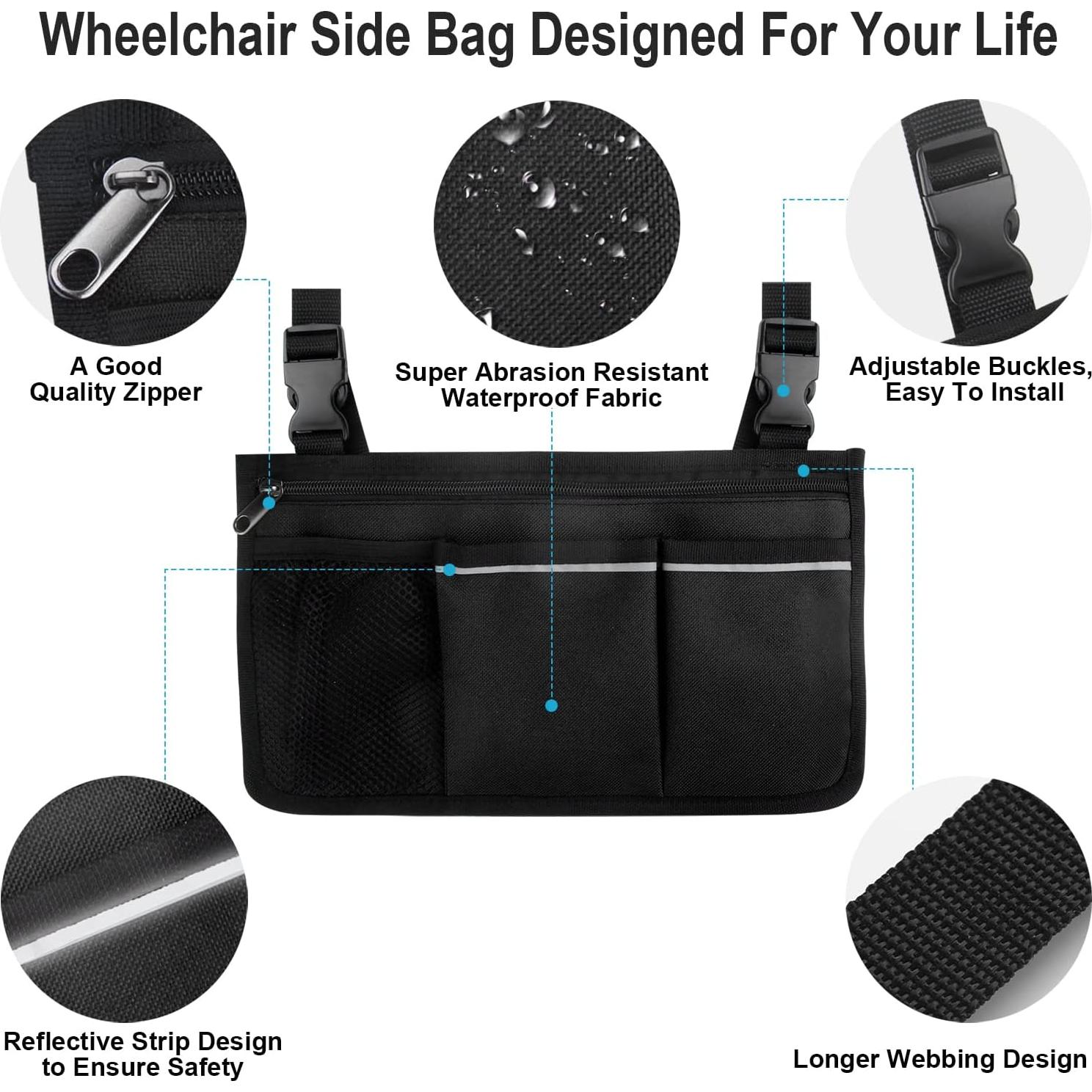 Bolsa Lateral para Silla de Ruedas HSGEZUOQI - Impermeable, Negro