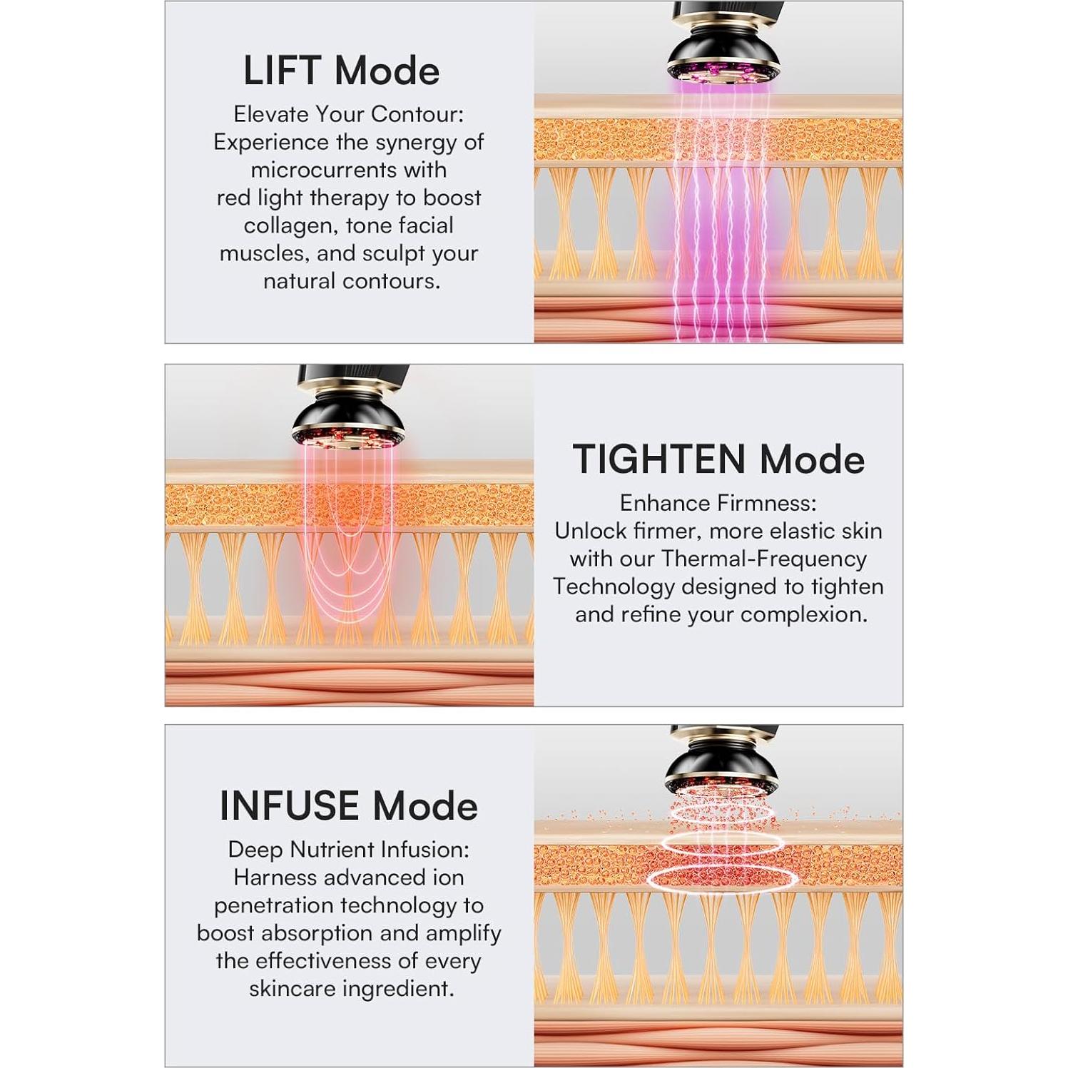 Masajeador Facial INIA X3B 3 en 1 Luz Roja y Micro-Corriente