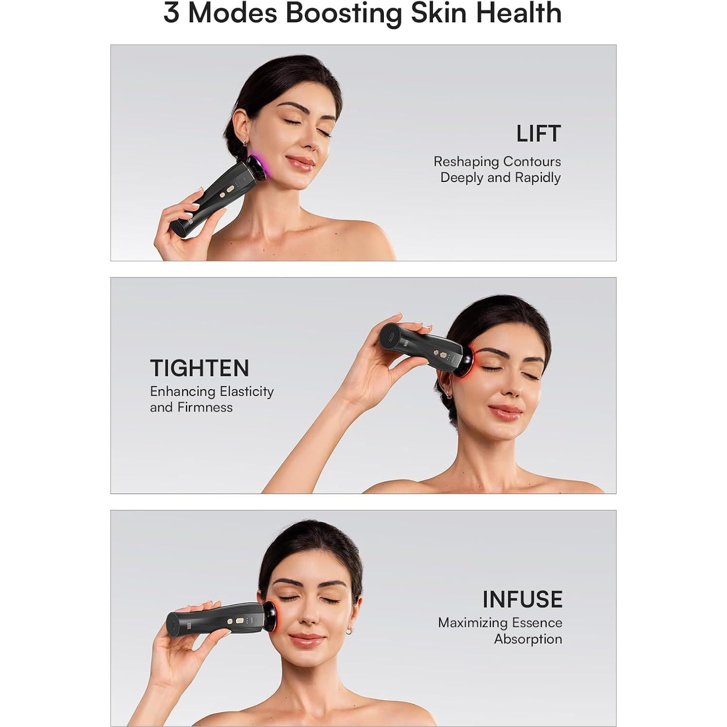 Masajeador Facial INIA X3B 3 en 1 Luz Roja y Micro-Corriente