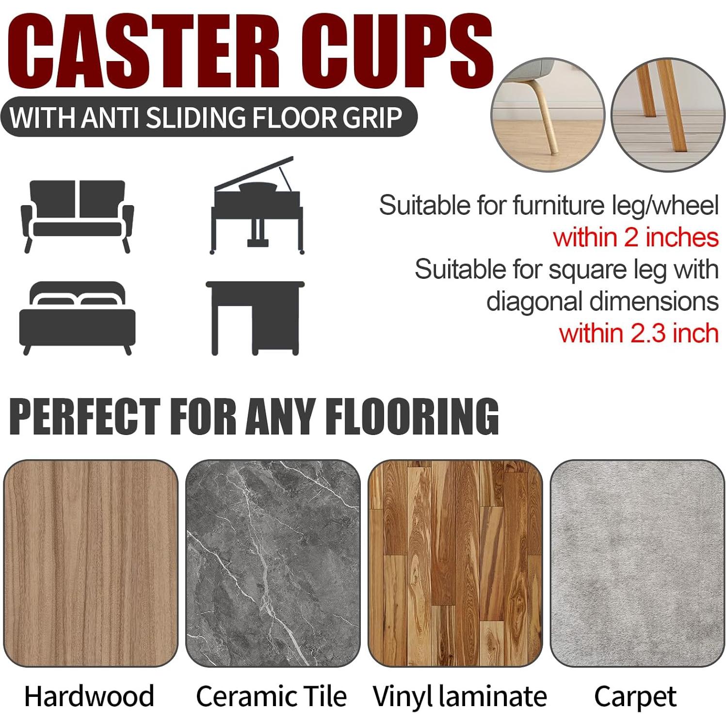 Tazas Antideslizantes para Muebles Komokeru 2x2" (Paquete de 4)