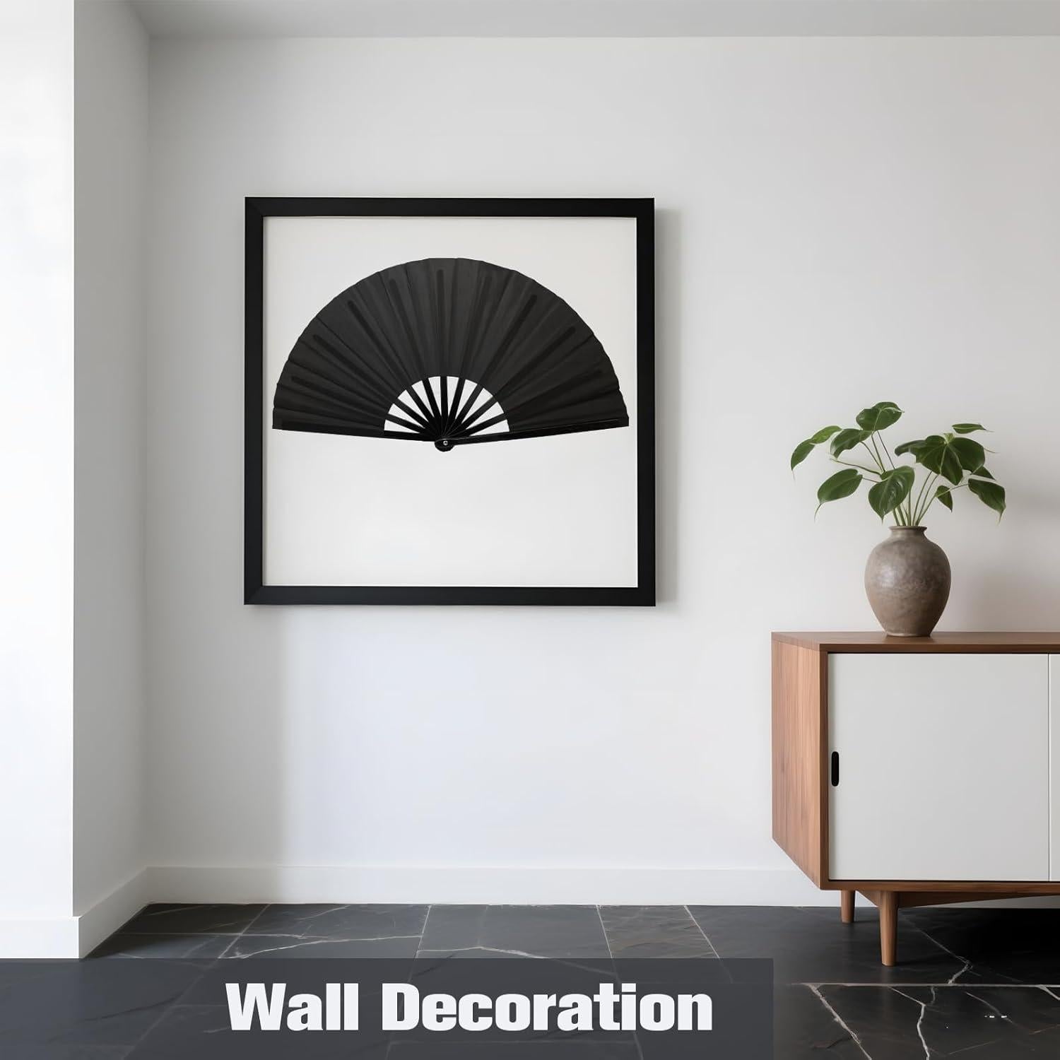 Abanicos Plegables QIRMIZI 10PCS Negro 65 cm para Rave