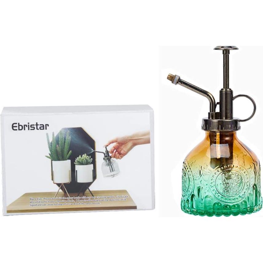 Botella de Spray para Plantas Ebristar de Vidrio 207 ml Verde Marrón