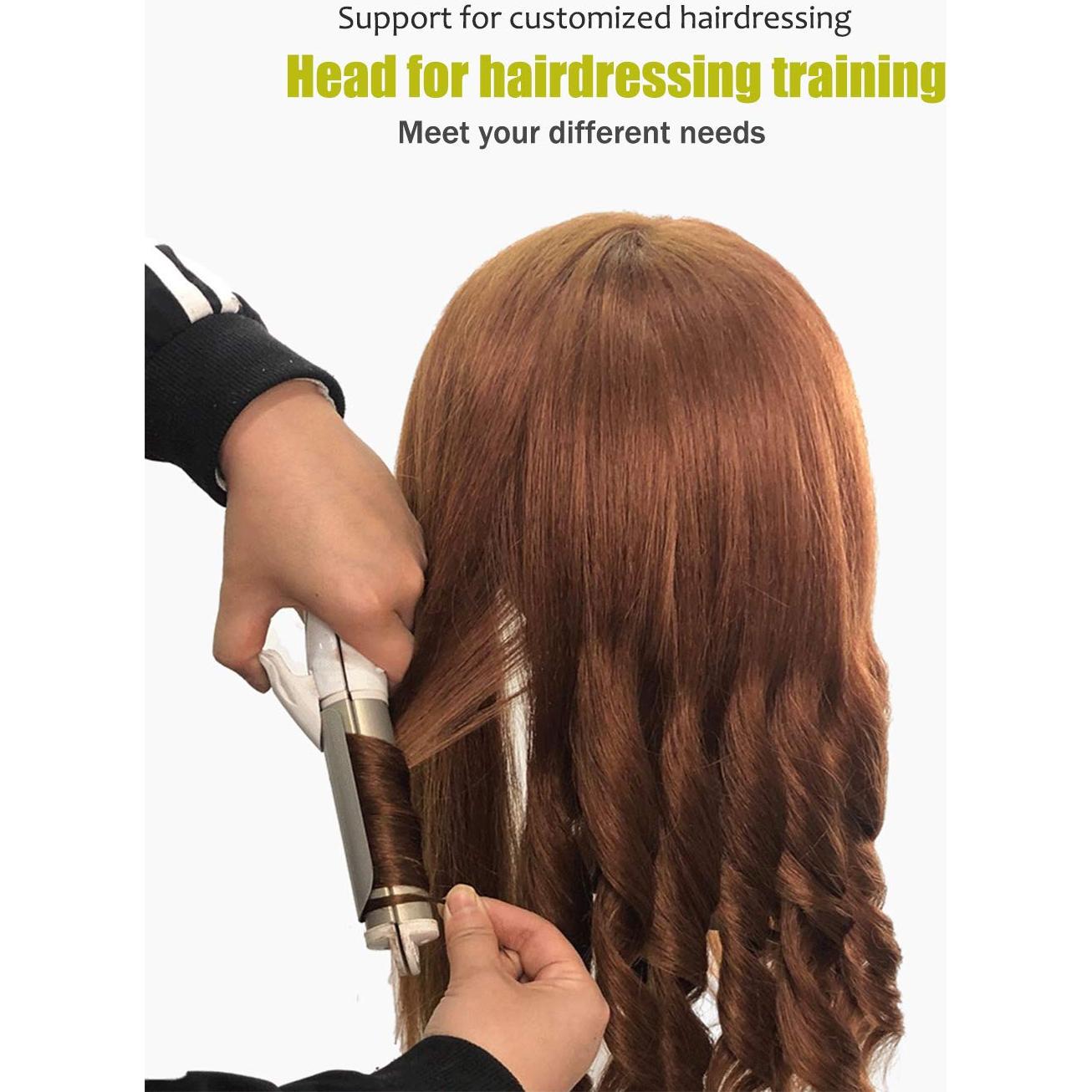 Cabeza de Maniquí 100% Cabello Humano SZCY LLC 45.72 cm Marrón Oscuro