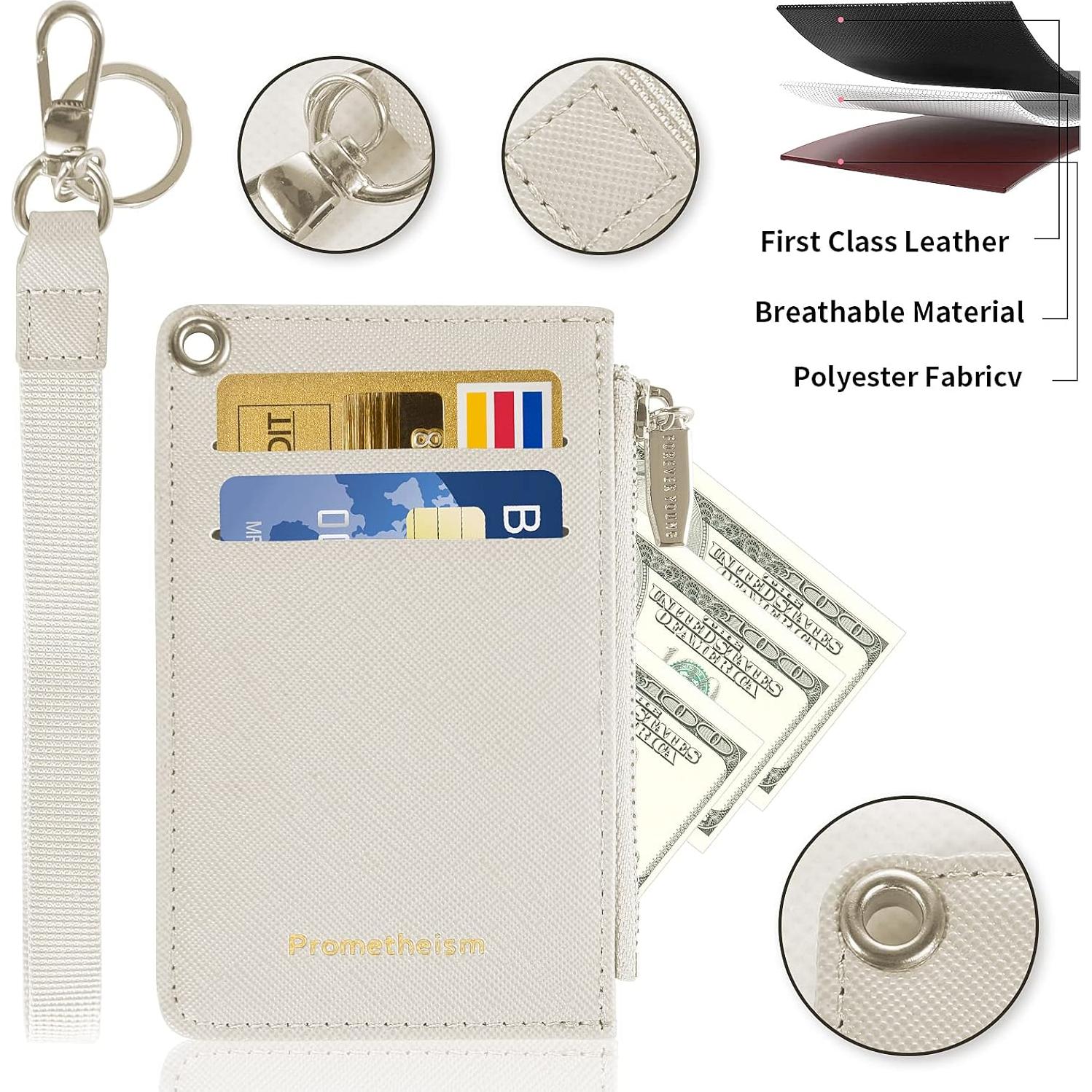 Cartera de Cuero Delgado para Mujeres Prometheism - Beige