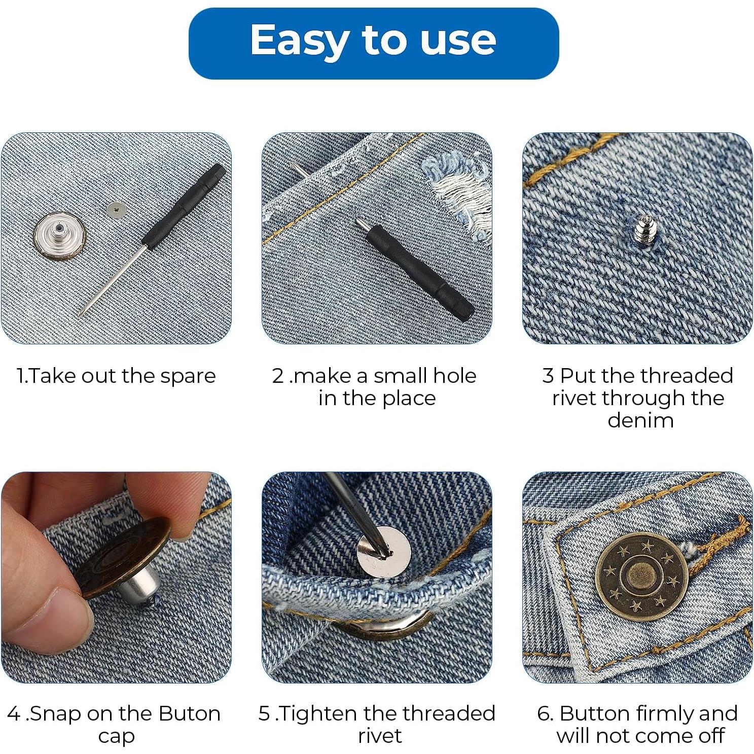 Kit de Reemplazo de Botones de Jeans Amaxiu 8PCS 17mm Metal