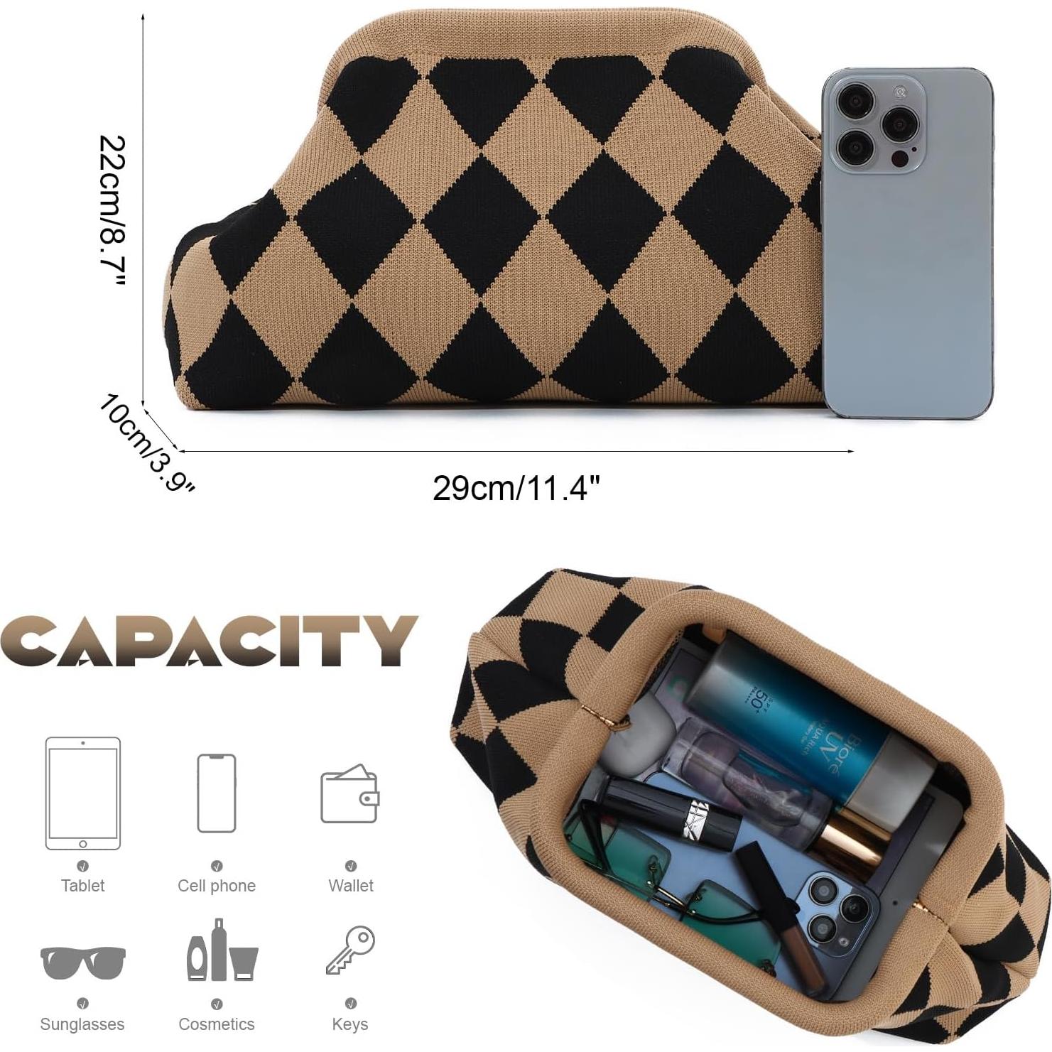 Bolso de Mano Tejido Oweisong para Mujeres Color Bloqueado