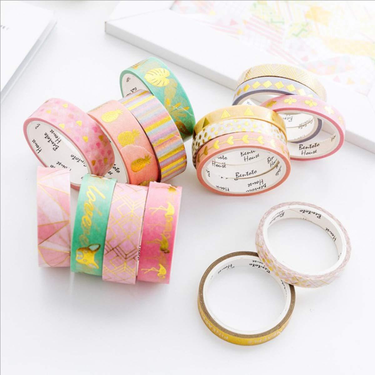 Cinta Washi Yubbaex 16 Rollos Decorativa con Foil Dorado