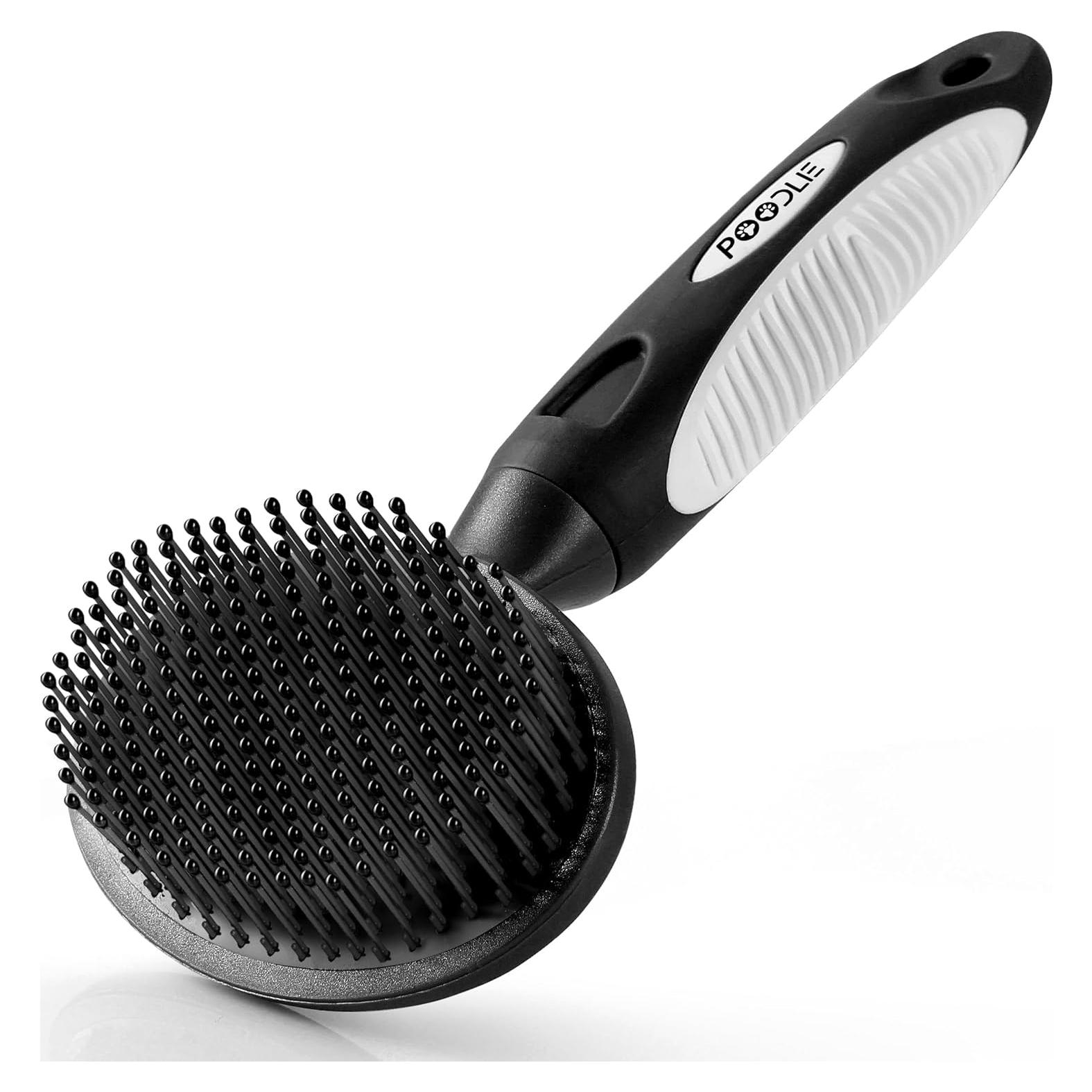 Cepillo para Mascotas Poodlie Negro - Suave para Pelo Corto y Largo