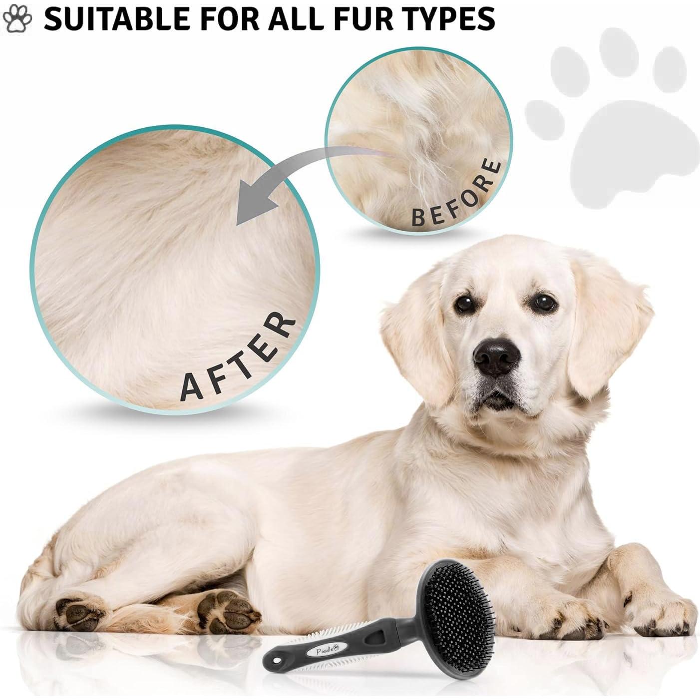 Cepillo para Mascotas Poodlie Negro - Suave para Pelo Corto y Largo