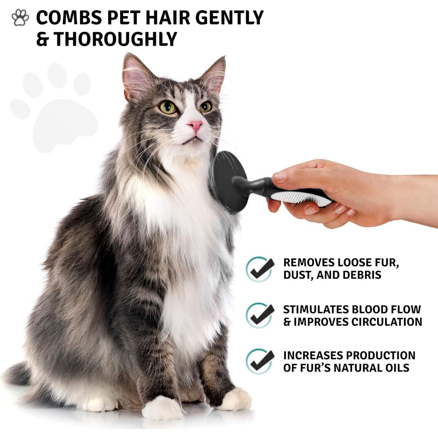 Cepillo para Mascotas Poodlie Negro - Suave para Pelo Corto y Largo