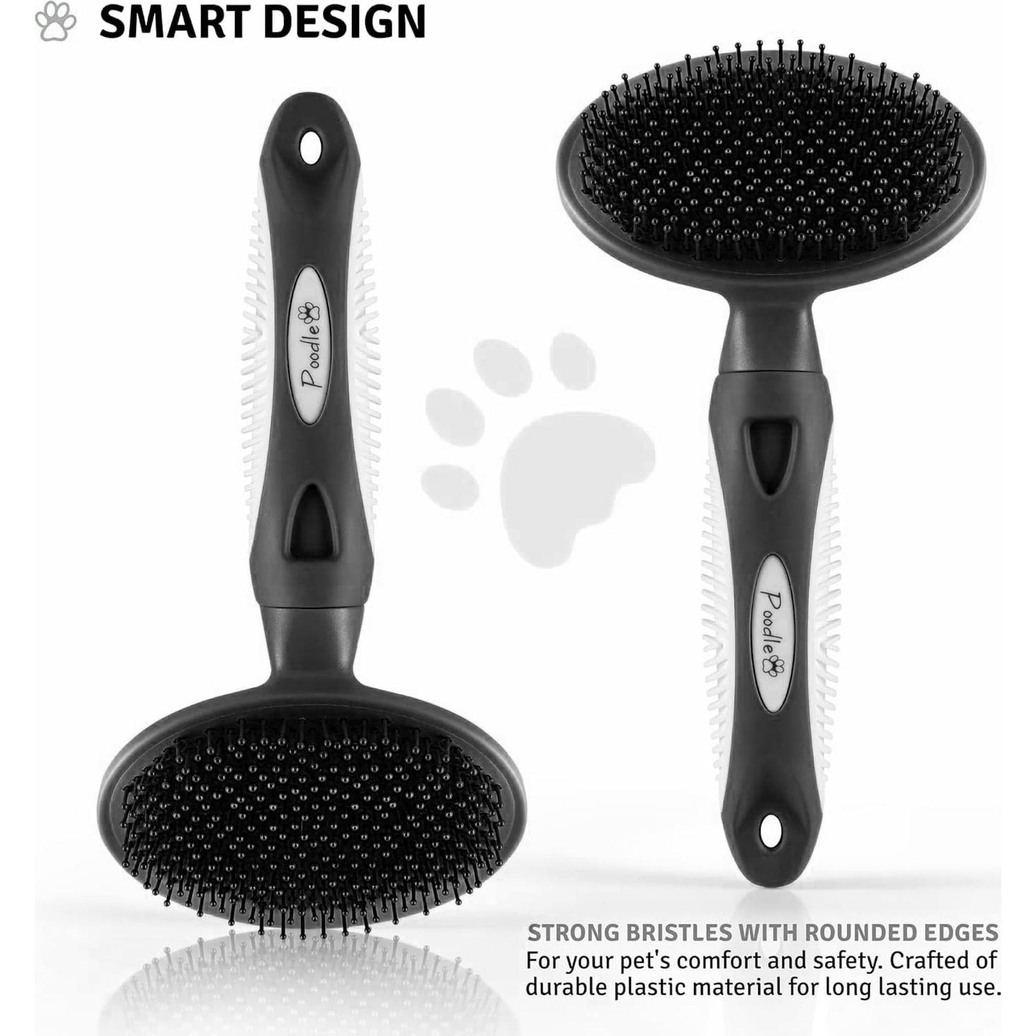 Cepillo para Mascotas Poodlie Negro - Suave para Pelo Corto y Largo