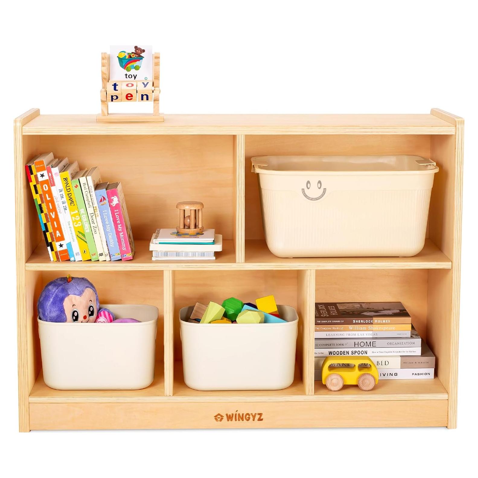 Estante Organizador de Madera Wingyz 90 cm 5 Secciones Natural