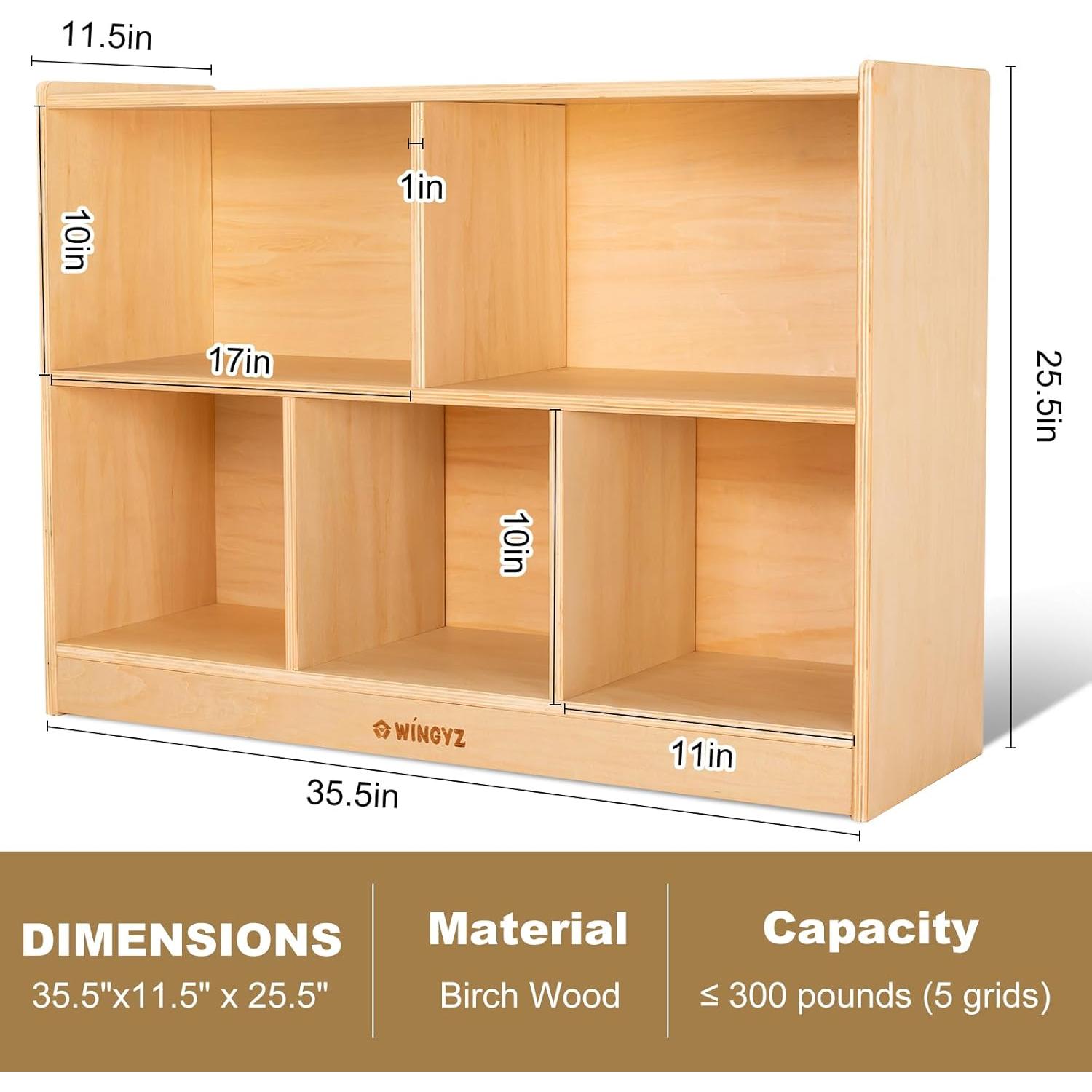 Estante Organizador de Madera Wingyz 90 cm 5 Secciones Natural