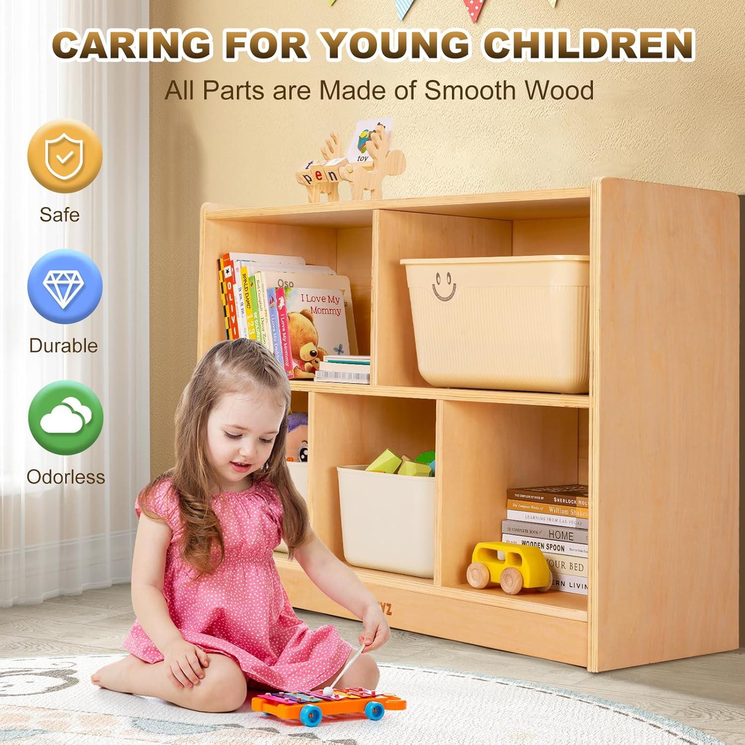 Estante Organizador de Madera Wingyz 90 cm 5 Secciones Natural