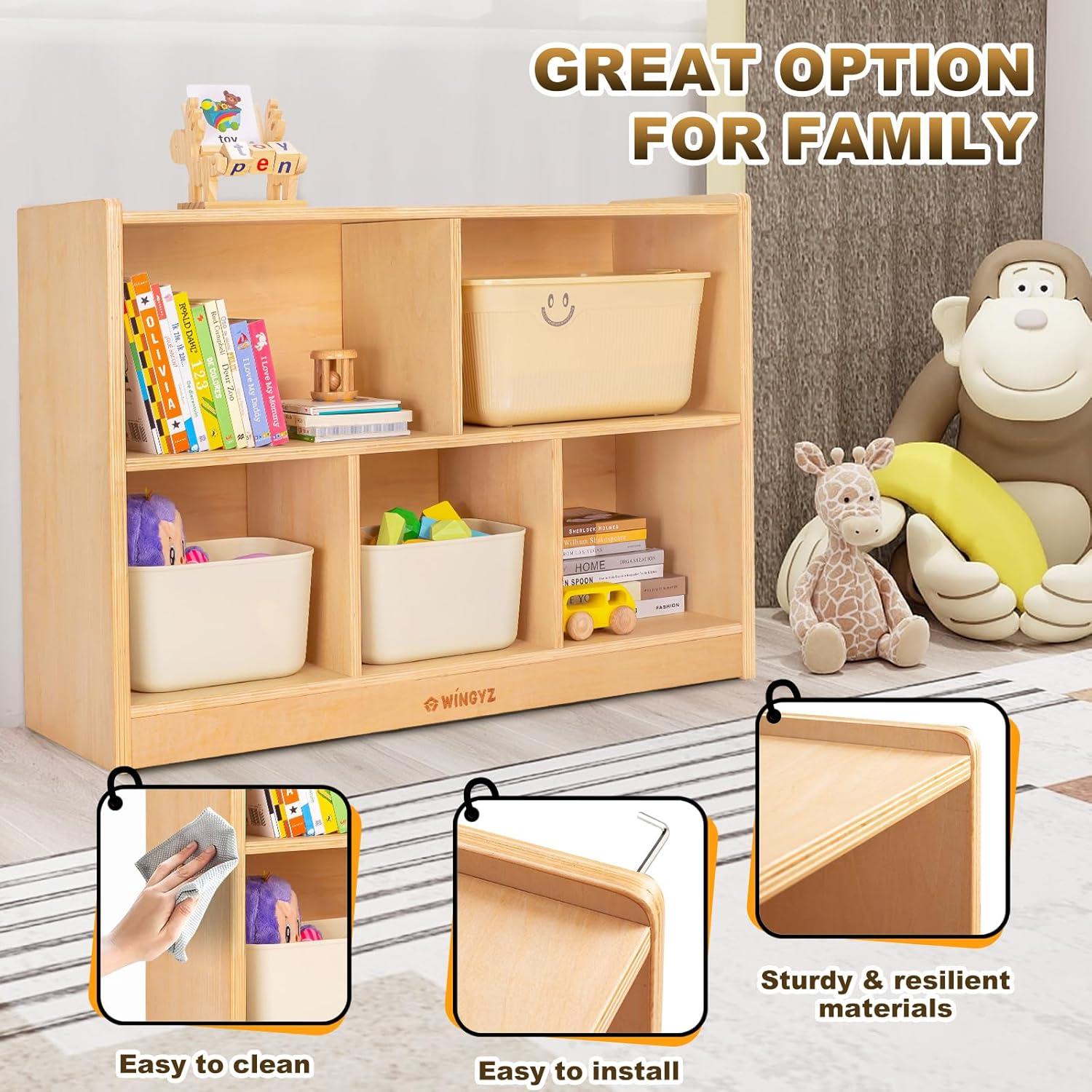 Estante Organizador de Madera Wingyz 90 cm 5 Secciones Natural