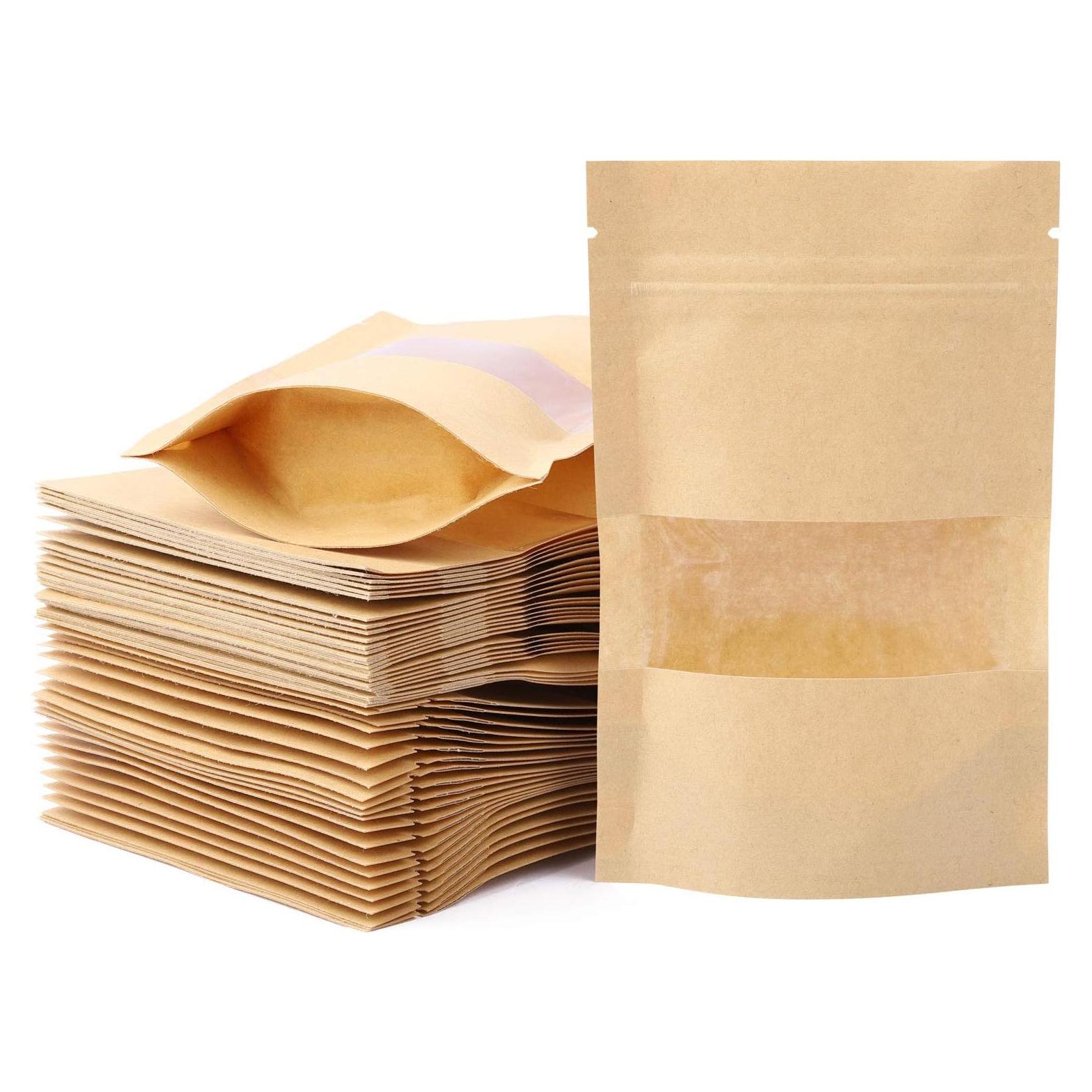 Bolsas de Papel Kraft con Ventana Tecbeauty 100pcs 9x14cm