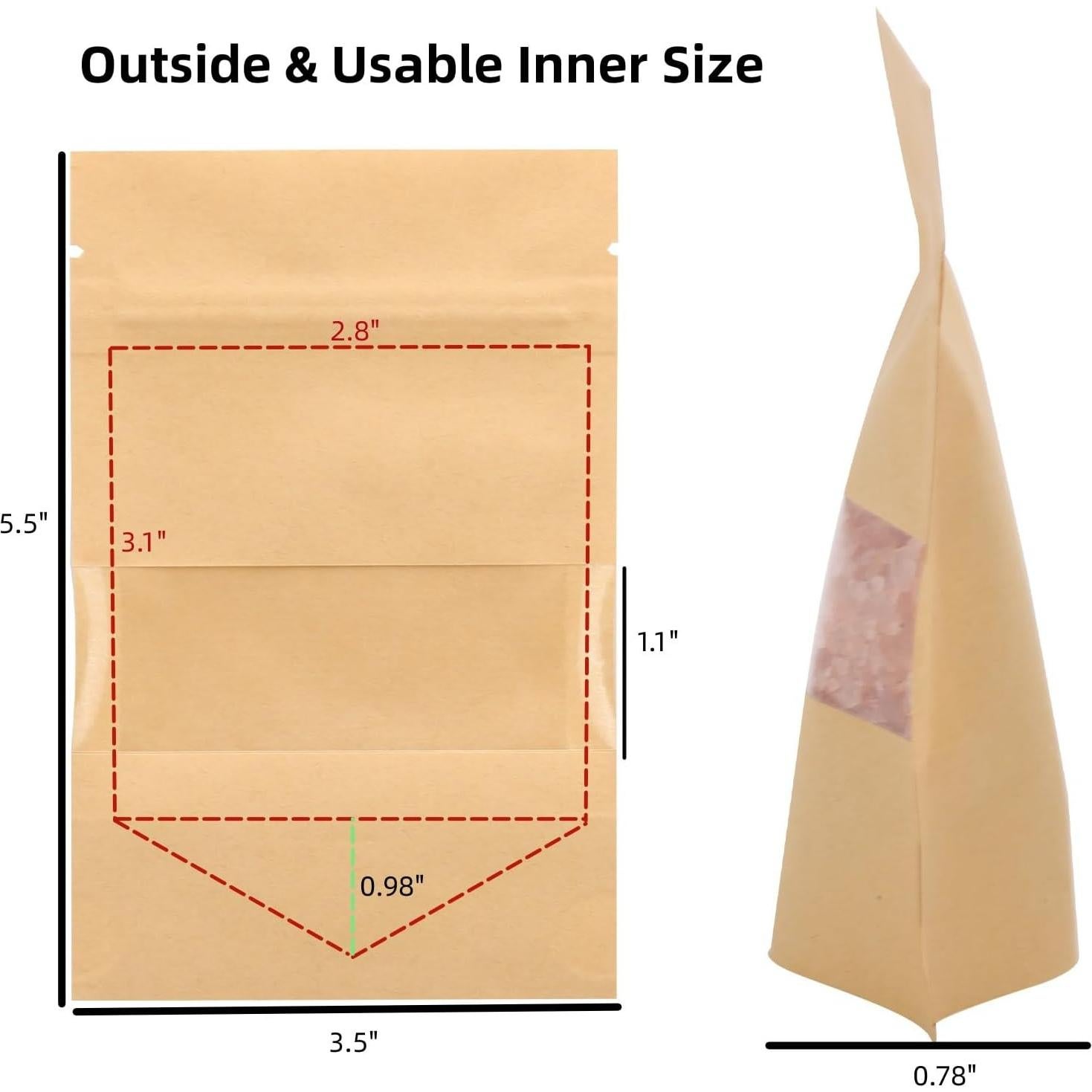 Bolsas de Papel Kraft con Ventana Tecbeauty 100pcs 9x14cm