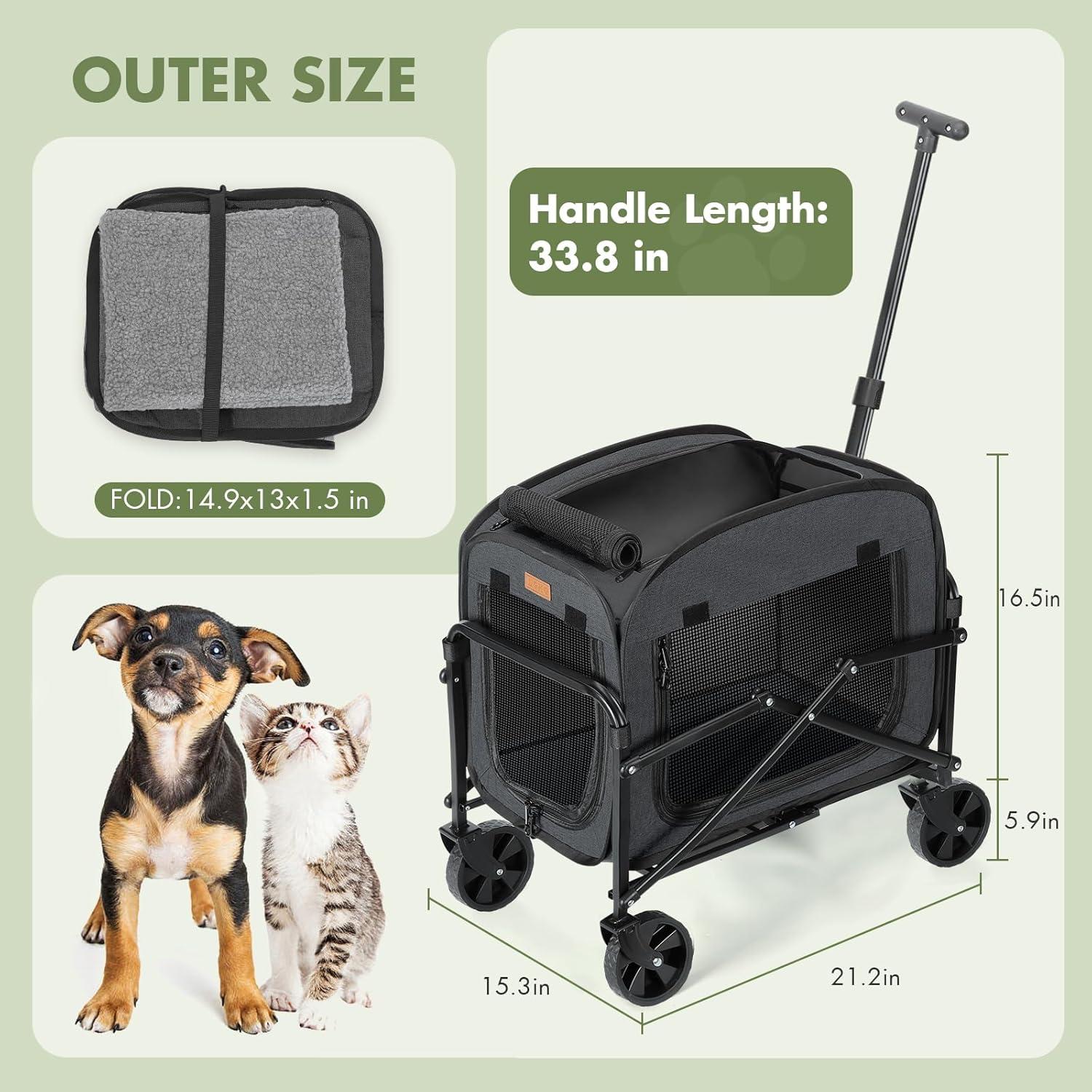 Transportín Plegable para Mascotas - Negro, 53.8x38.7x41.9cm