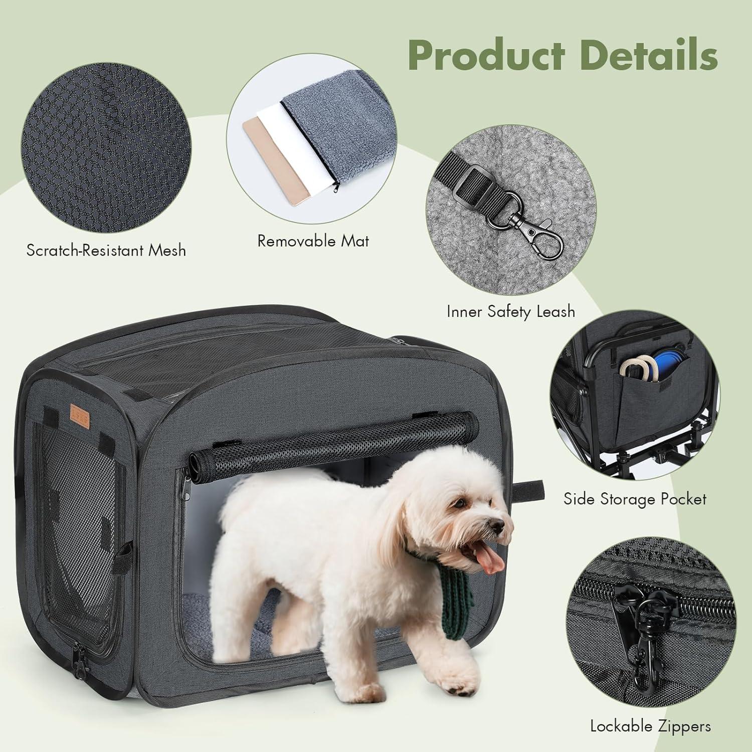 Transportín Plegable para Mascotas - Negro, 53.8x38.7x41.9cm