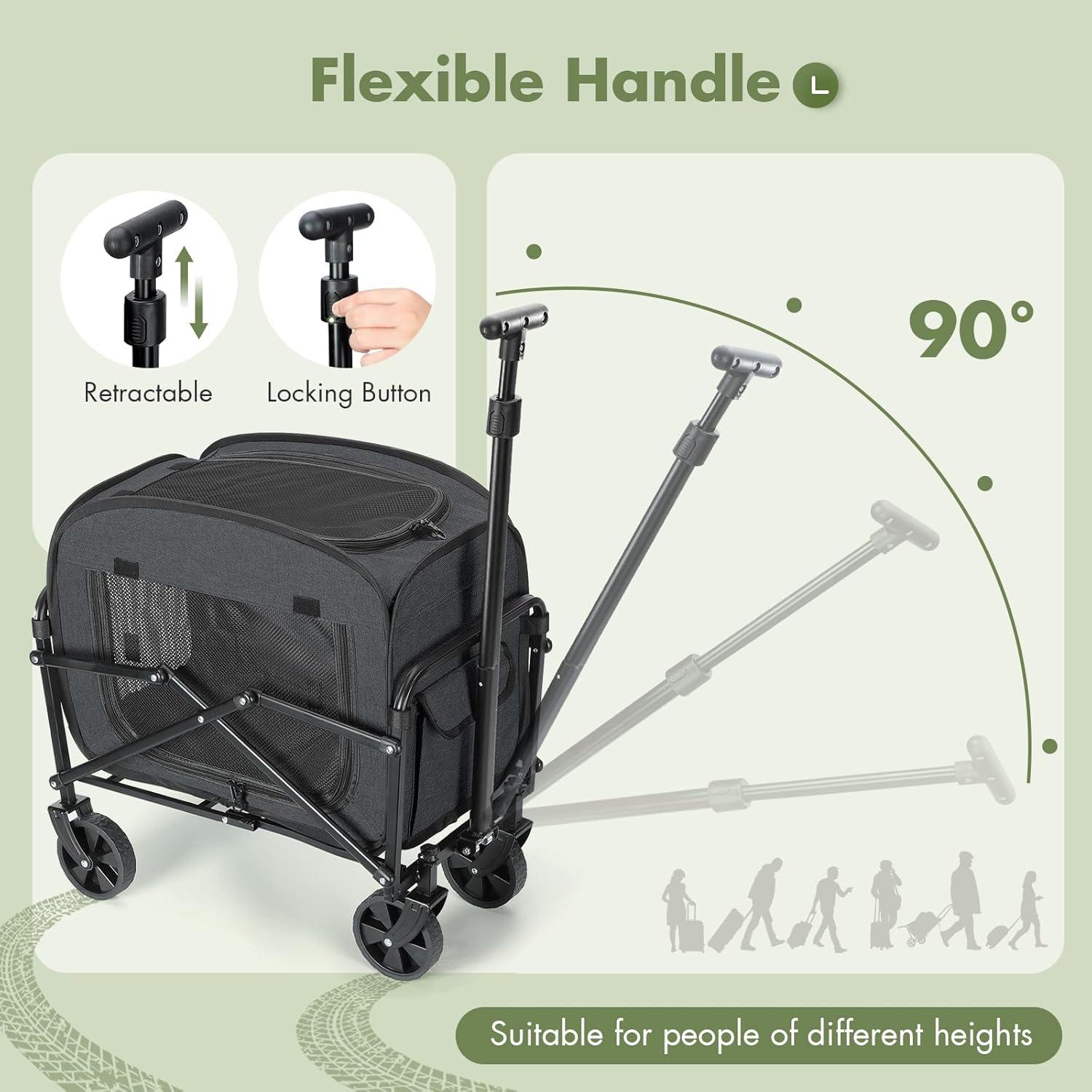 Transportín Plegable para Mascotas - Negro, 53.8x38.7x41.9cm