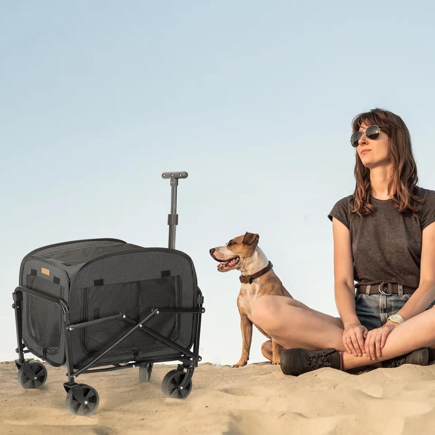 Transportín Plegable para Mascotas - Negro, 53.8x38.7x41.9cm