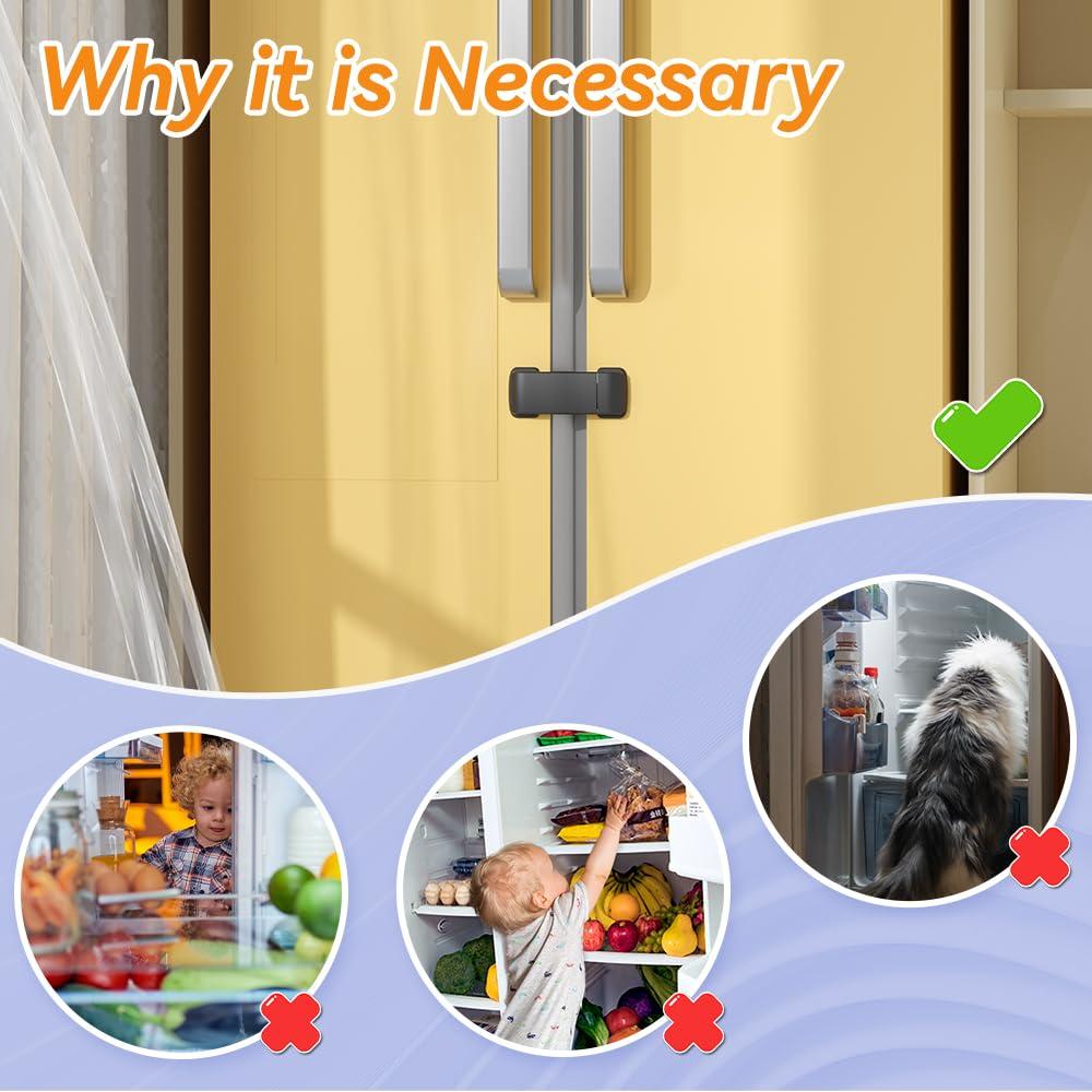 Cerradura de Seguridad para Refrigerador SAFELON 2 Pcs Negro