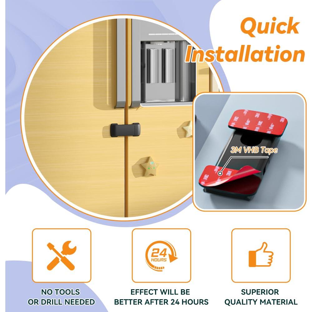 Cerradura de Seguridad para Refrigerador SAFELON 2 Pcs Negro