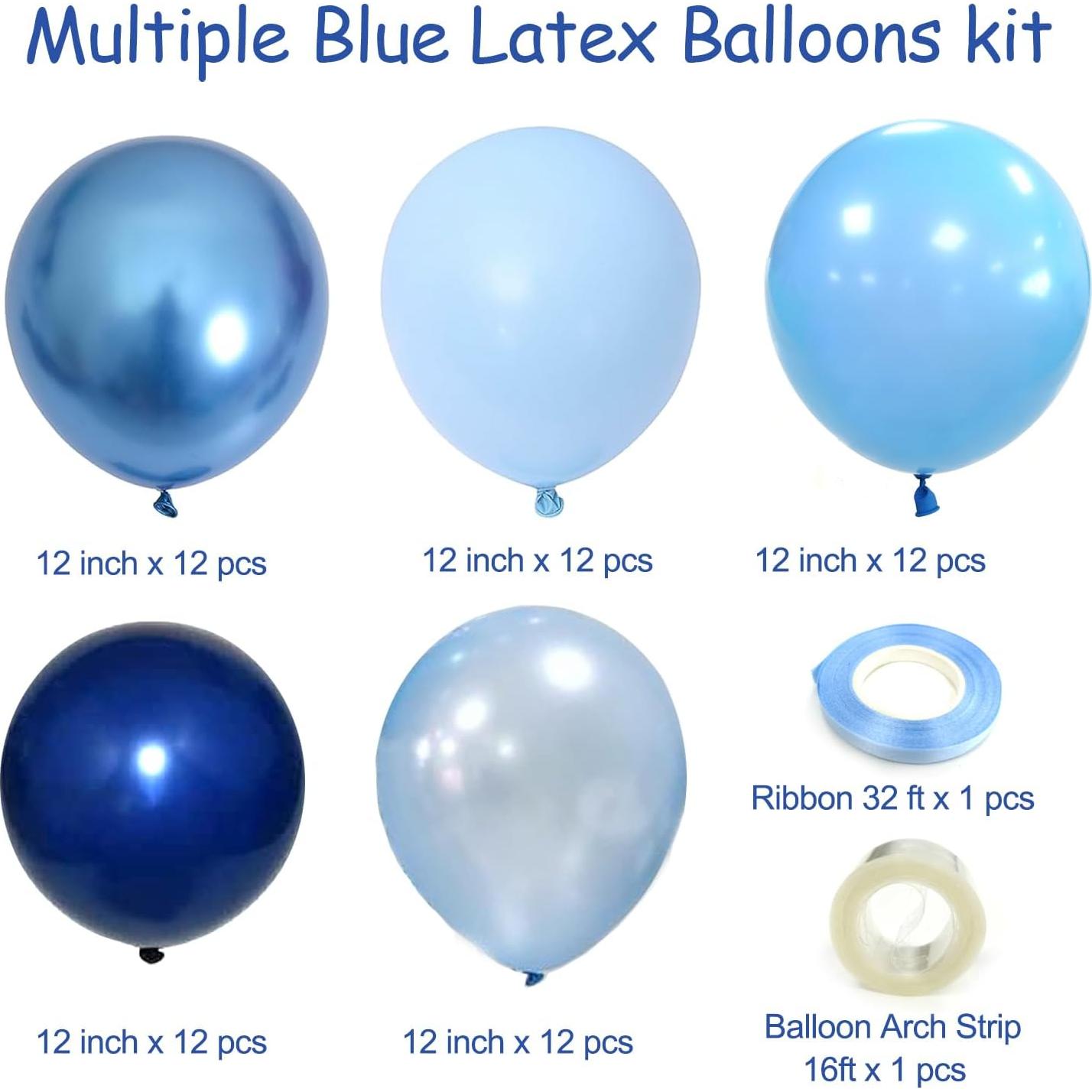 Kit de 60 Globos Metálicos Azules 30 cm para Fiestas