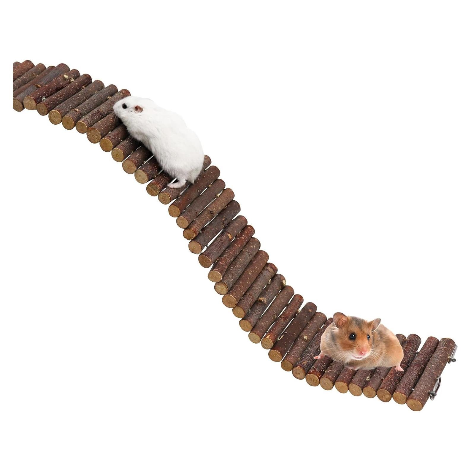 Puente de Escalera de Madera Dnoifne 60x8 cm para Hámster y Pájaros