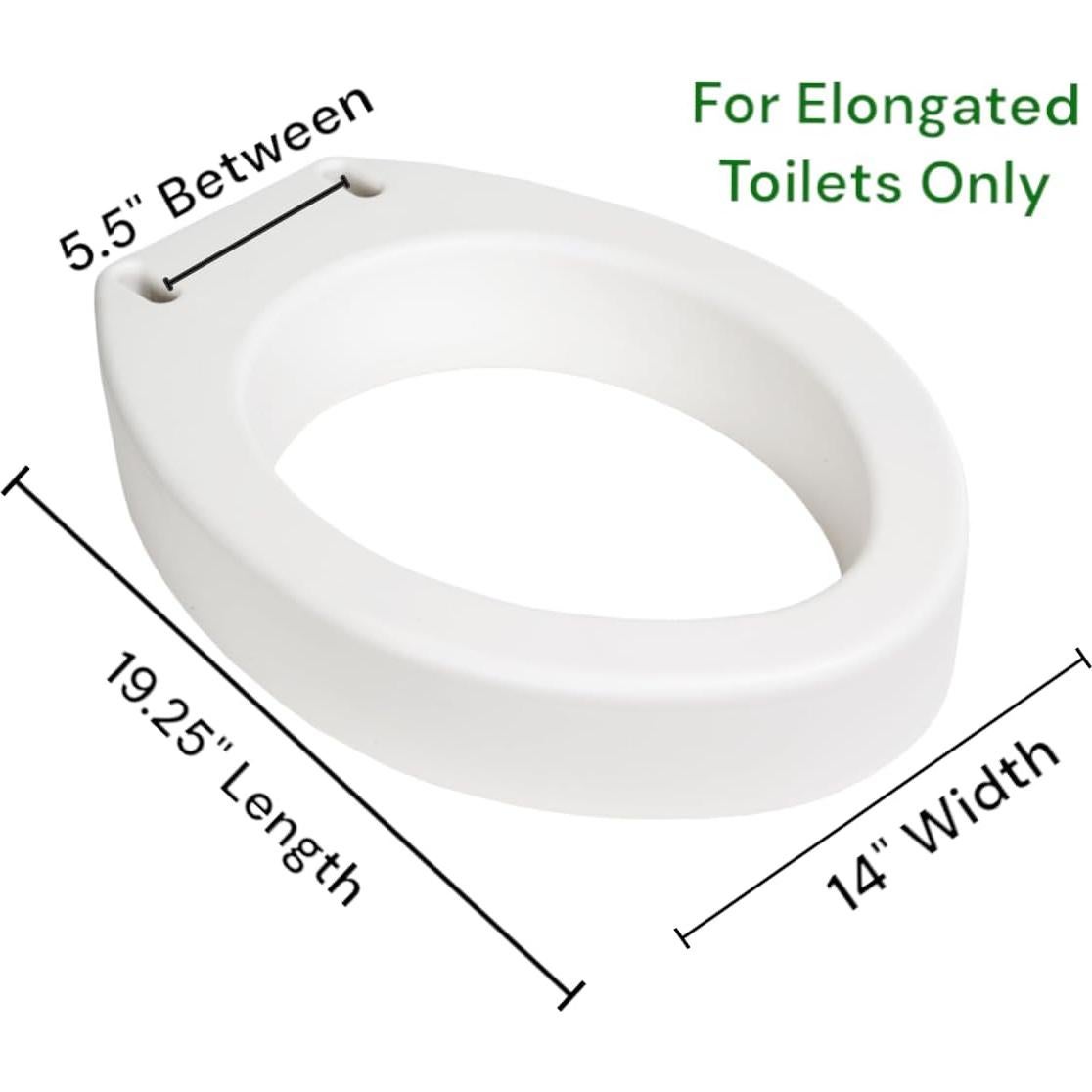Elevador de Asiento de Inodoro Alargado Suministro Médico 8.9 cm