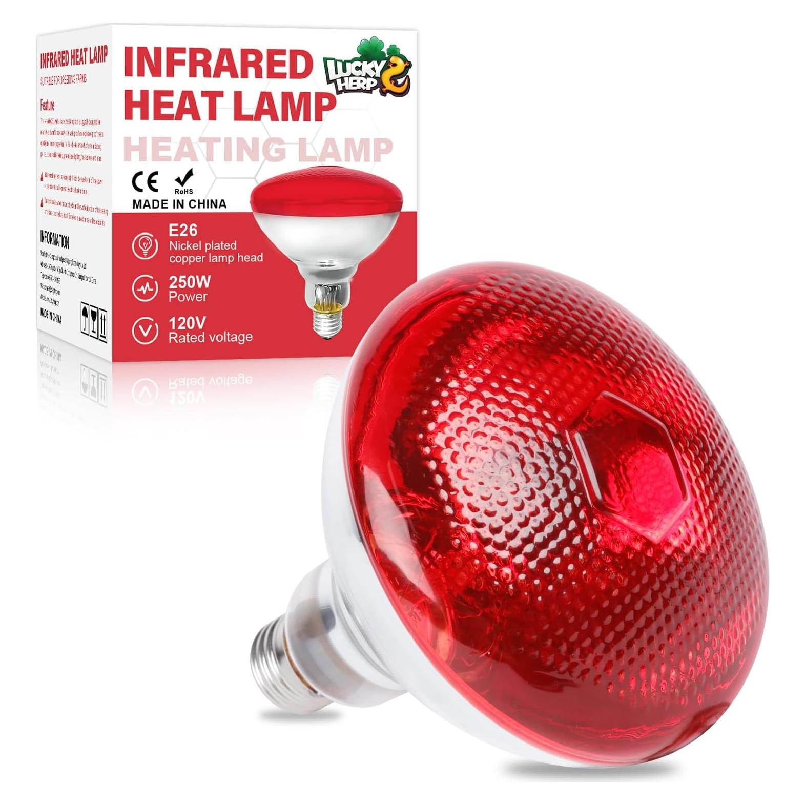 Lámpara de Calor Infrarroja LUCKY HERP 250W para Pollos y Reptiles