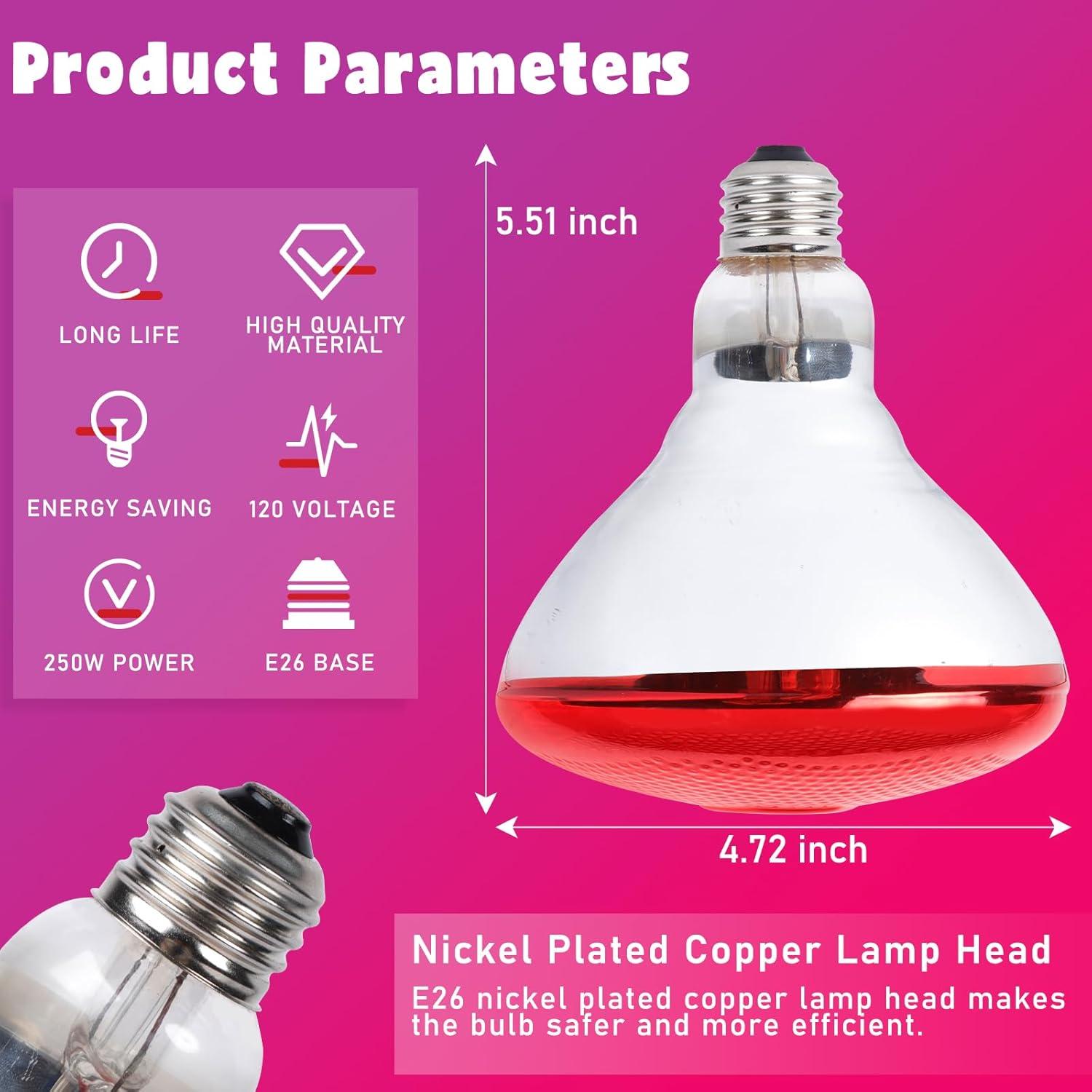 Lámpara de Calor Infrarroja LUCKY HERP 250W para Pollos y Reptiles