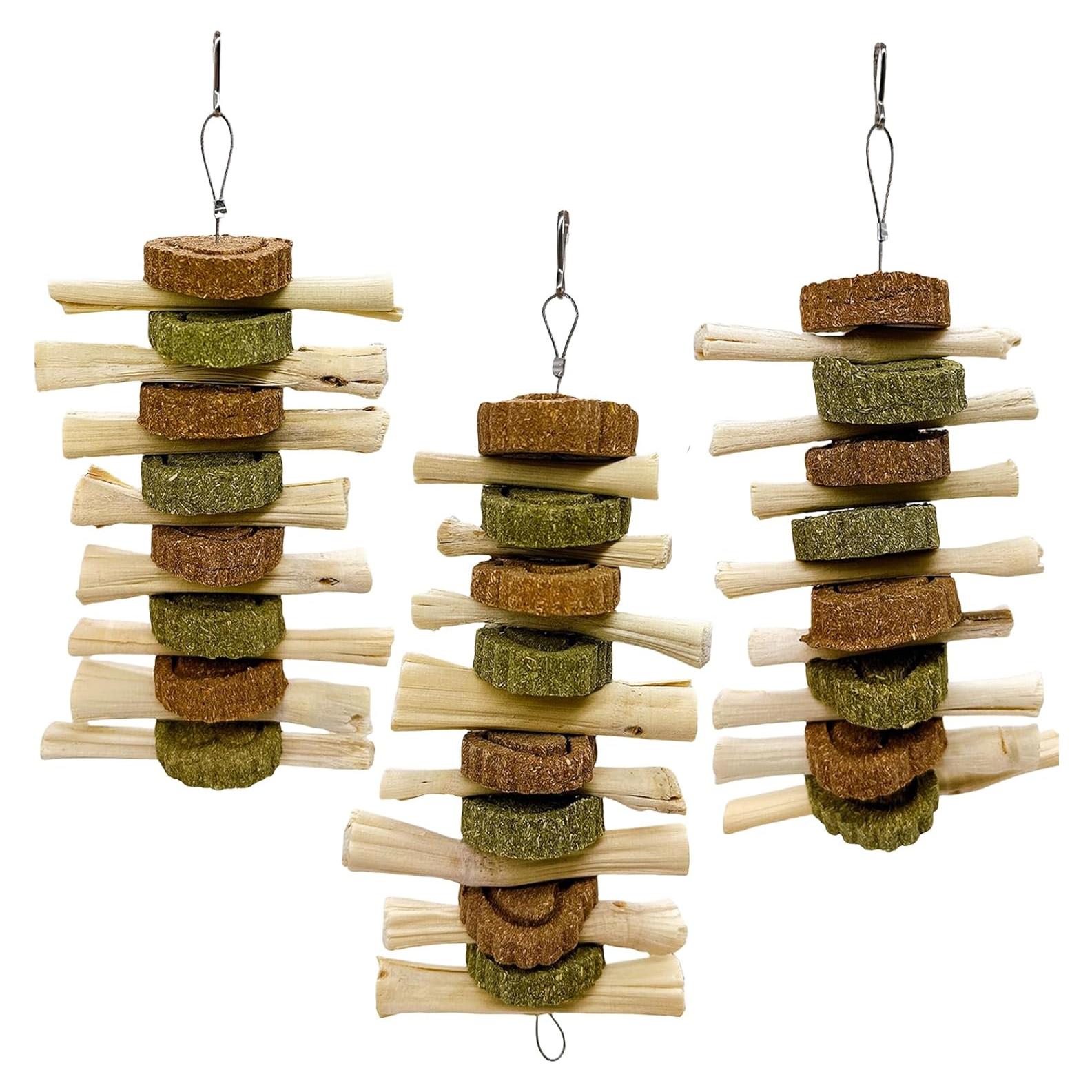 Juguetes de Masticar para Conejos Hamiledyi - 3 Pcs Pastel de Heno