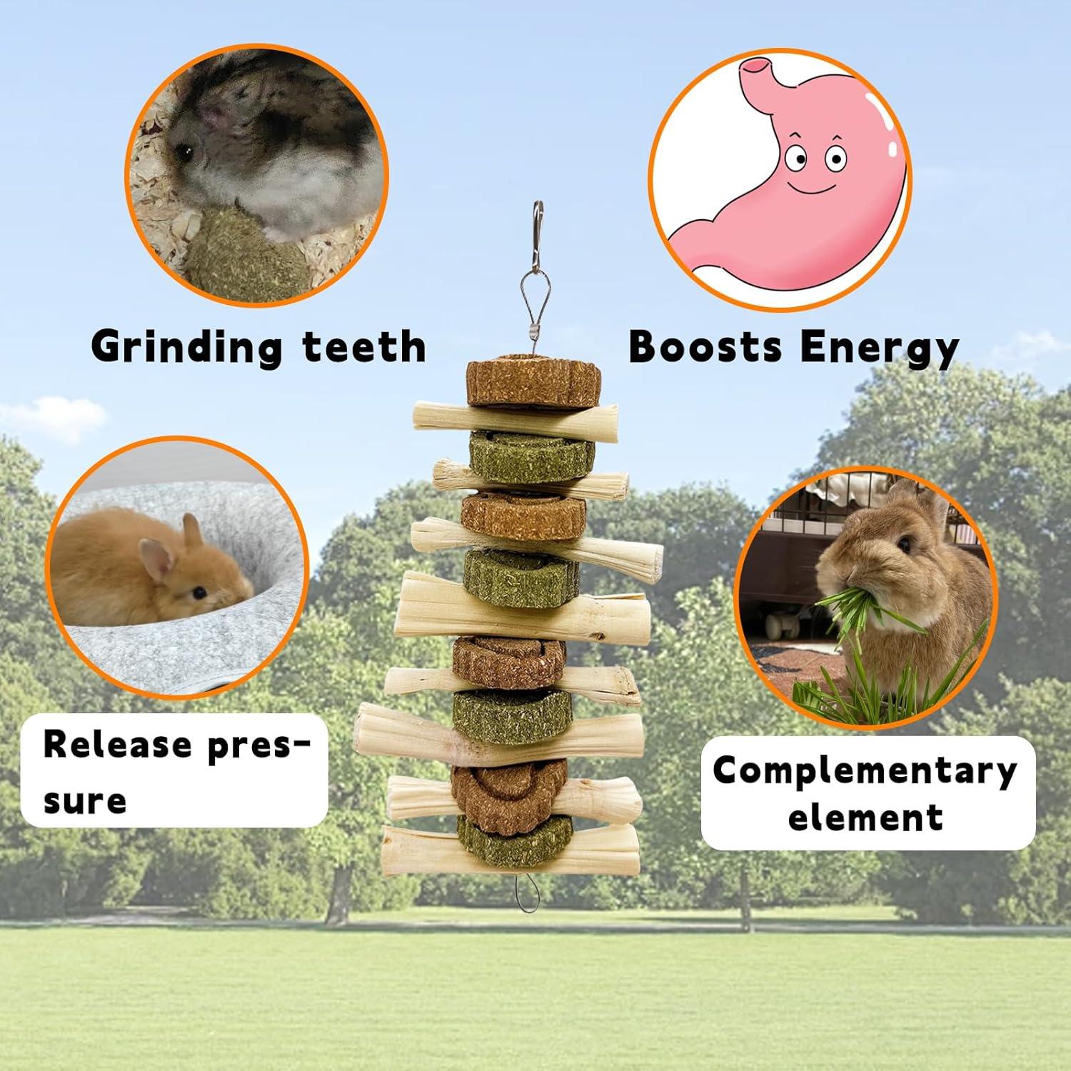 Juguetes de Masticar para Conejos Hamiledyi - 3 Pcs Pastel de Heno