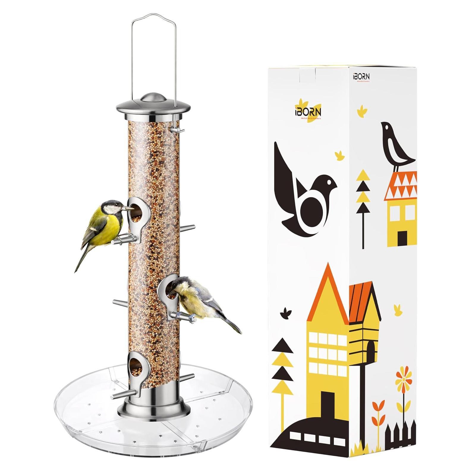 Comedero para Aves iBorn con Captor de Semillas 35.56 cm 6 Puertos