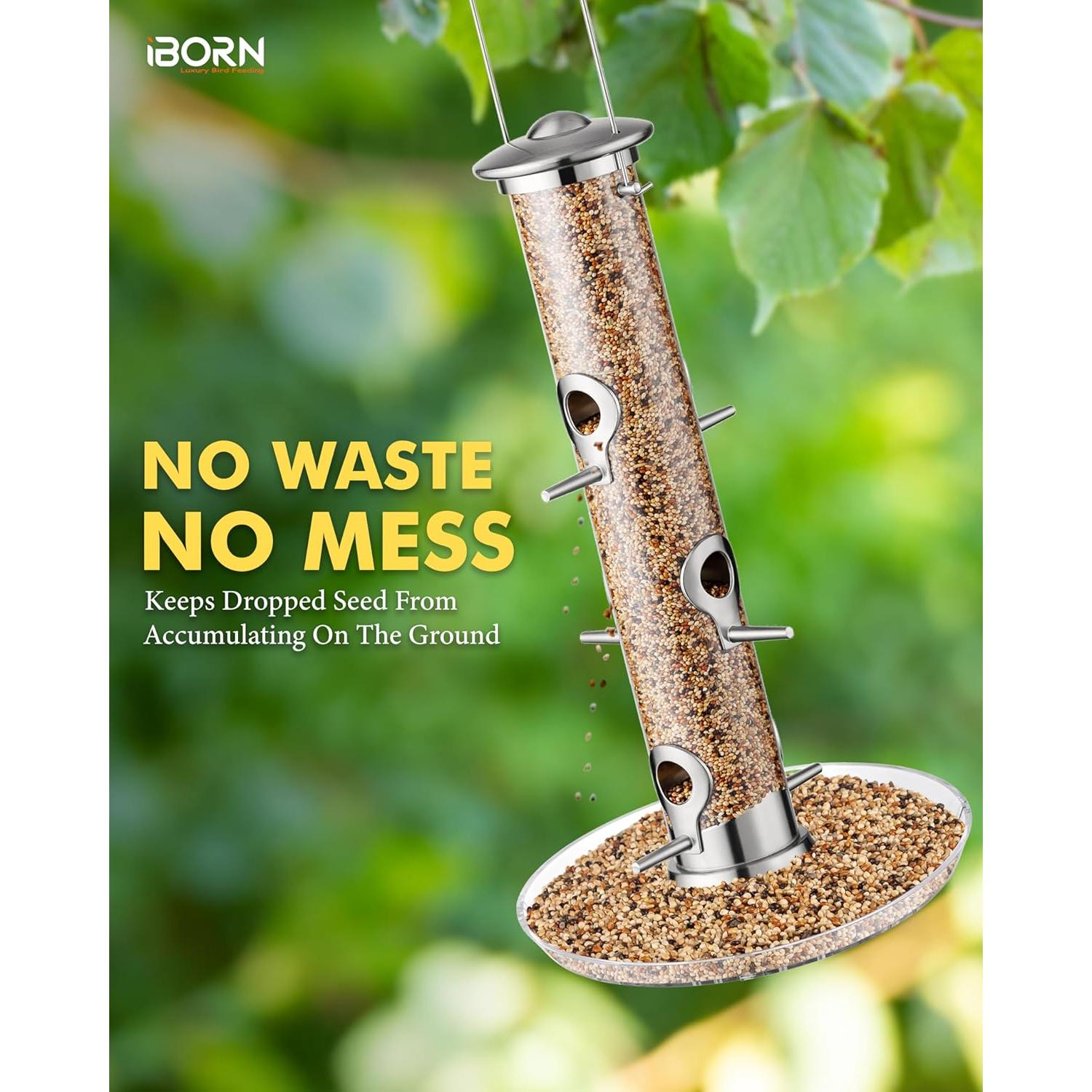 Comedero para Aves iBorn con Captor de Semillas 35.56 cm 6 Puertos