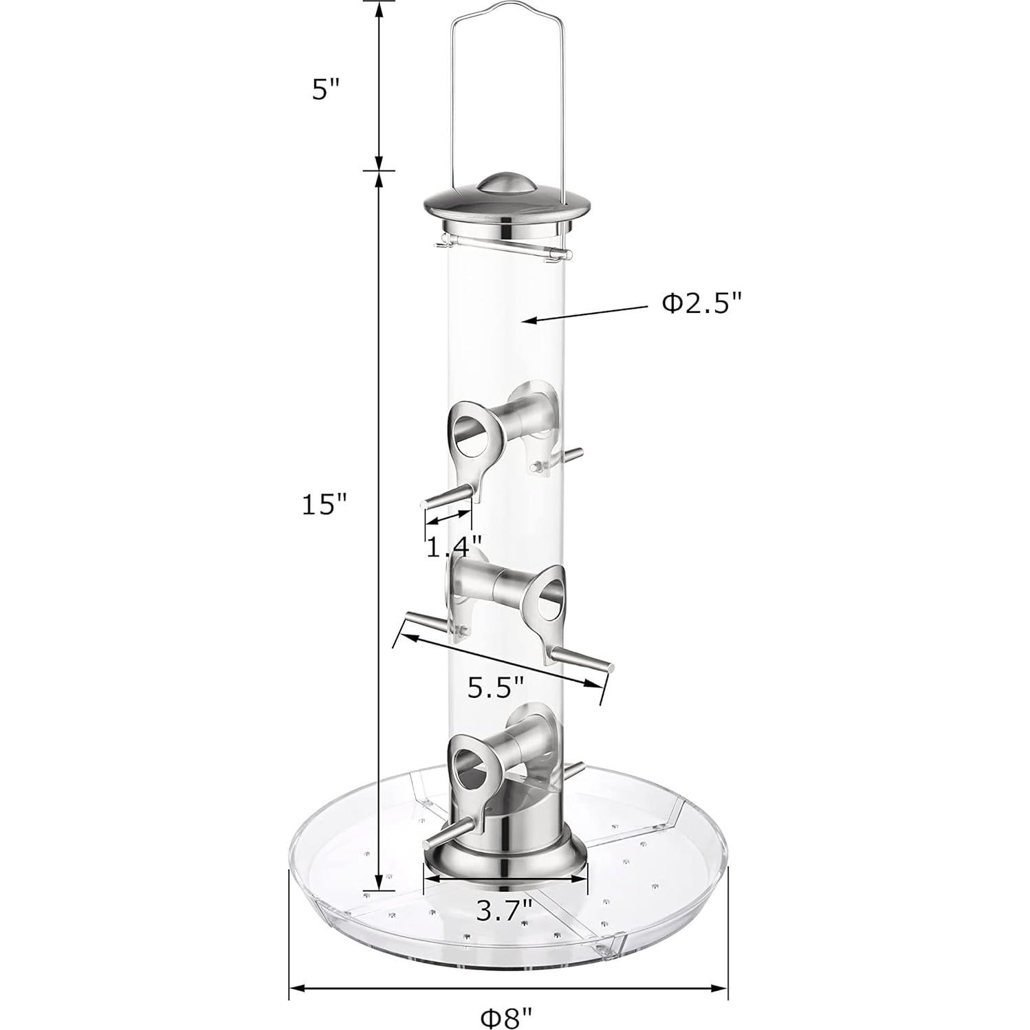 Comedero para Aves iBorn con Captor de Semillas 35.56 cm 6 Puertos
