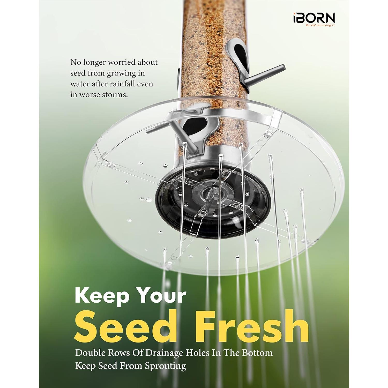 Comedero para Aves iBorn con Captor de Semillas 35.56 cm 6 Puertos