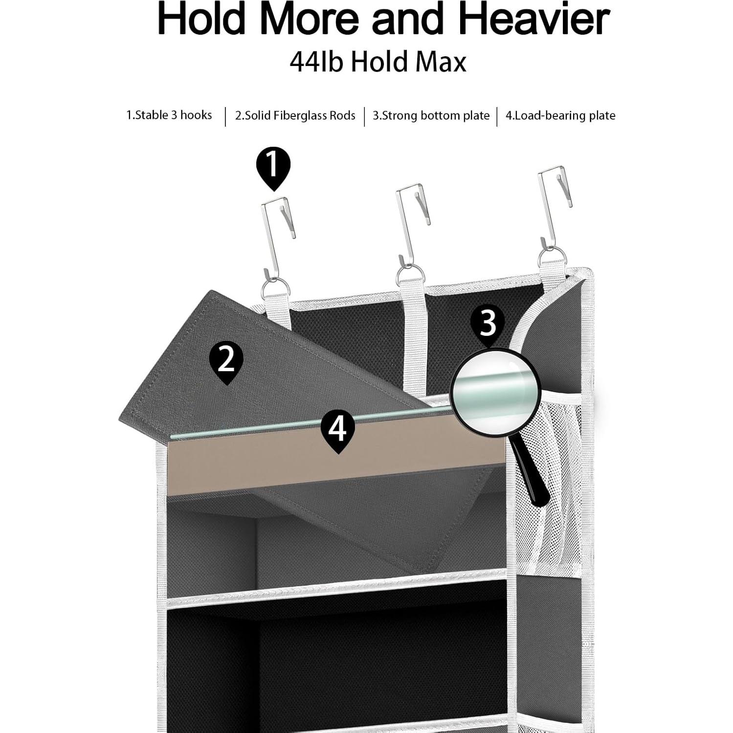 Organizador de Puerta TAHAVICE 5 Bolsillos Grandes Gris Oscuro