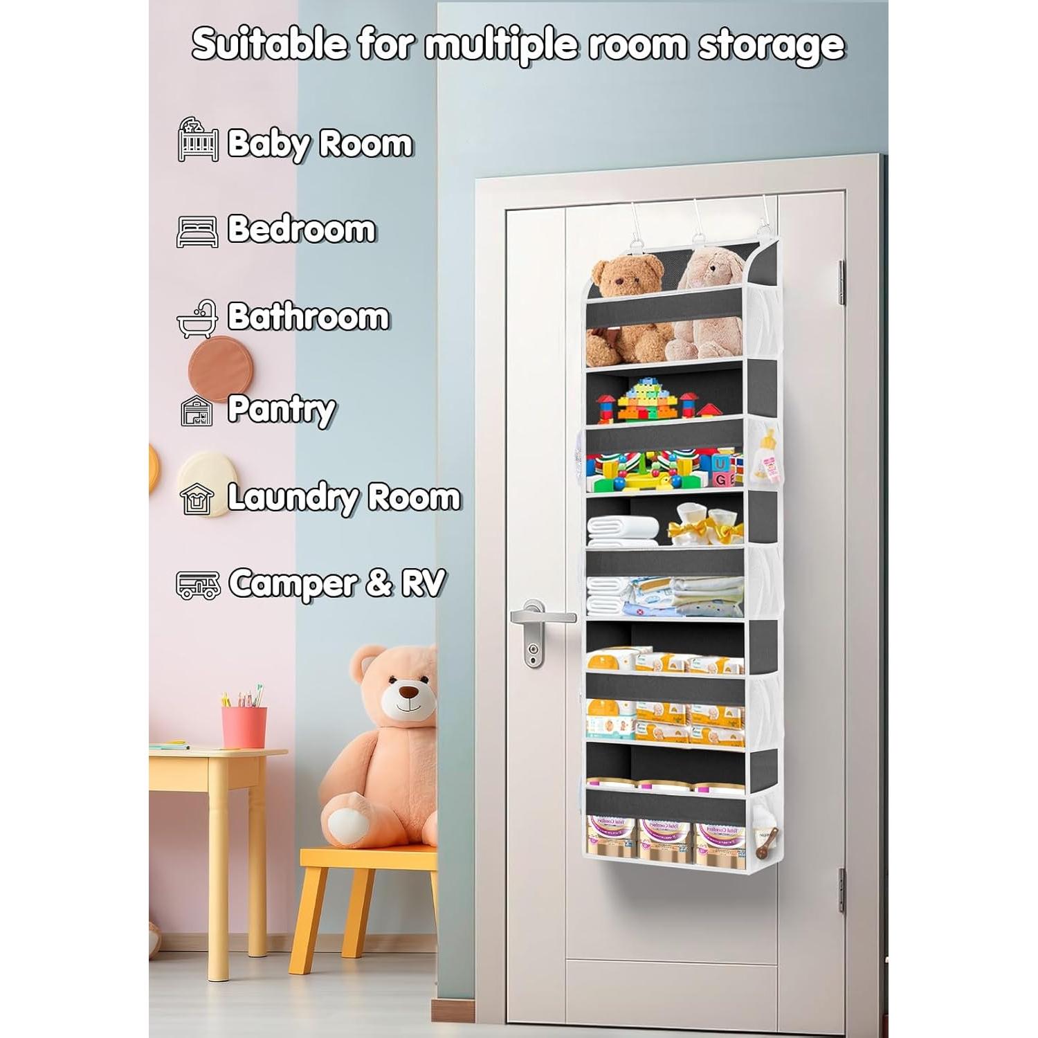 Organizador de Puerta TAHAVICE 5 Bolsillos Grandes Gris Oscuro