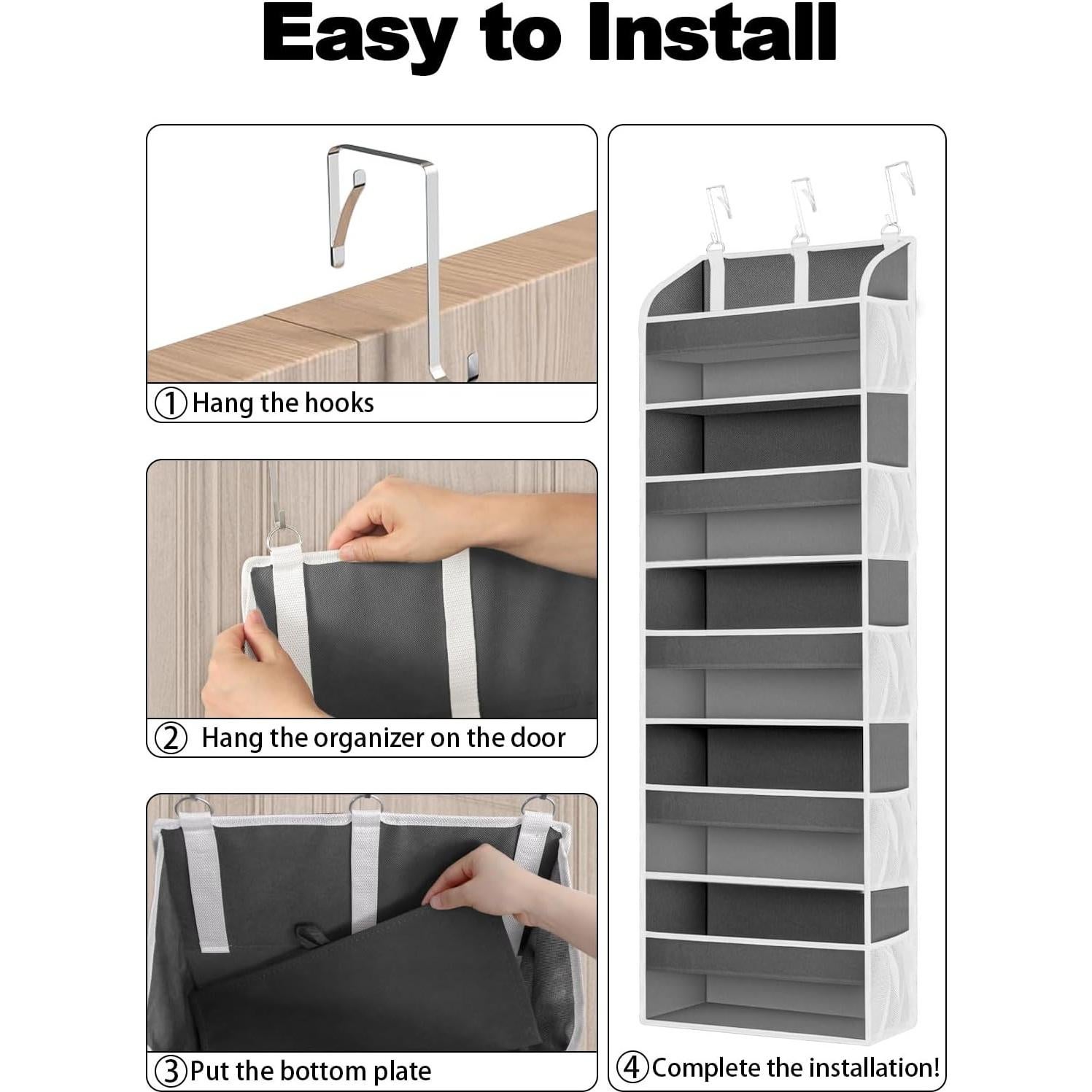 Organizador de Puerta TAHAVICE 5 Bolsillos Grandes Gris Oscuro