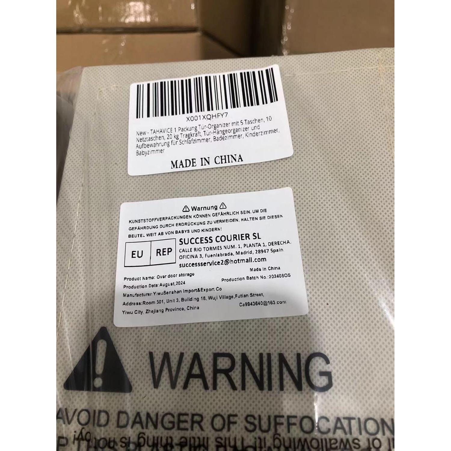 Organizador de Puerta TAHAVICE 5 Bolsillos Grandes Gris Oscuro