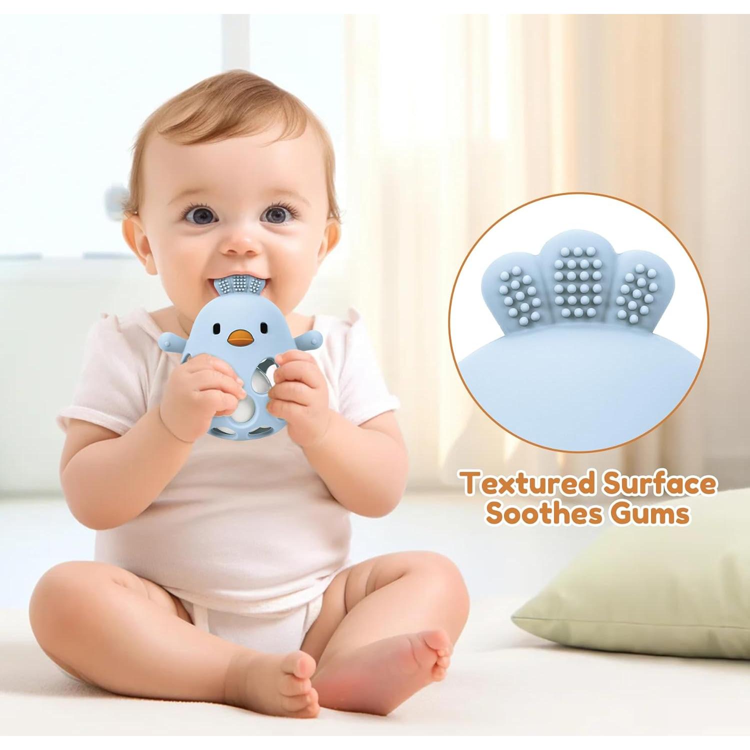 MCGMITT Mordedor de Silicona para Bebés 0-12 Meses Azul