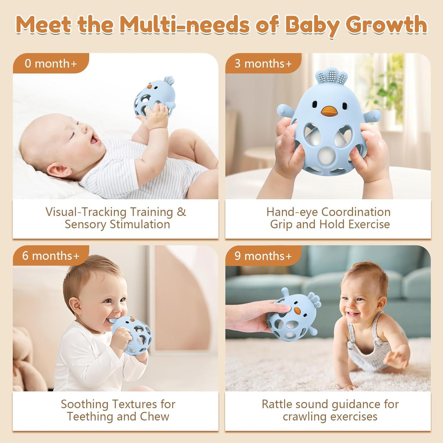 MCGMITT Mordedor de Silicona para Bebés 0-12 Meses Azul